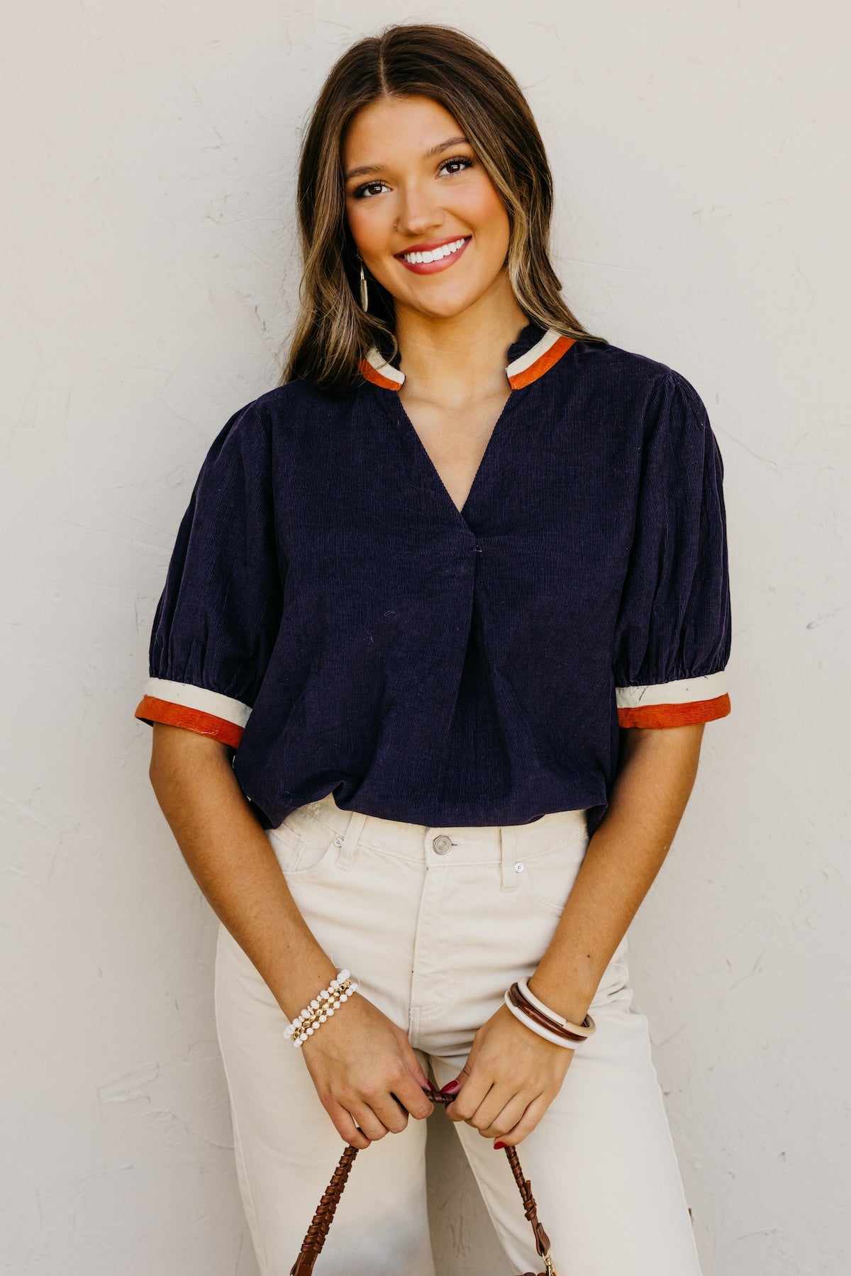 The Melonie Contrast Corduroy Top