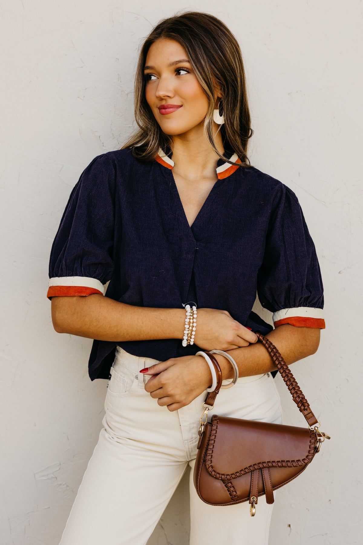 The Melonie Contrast Corduroy Top