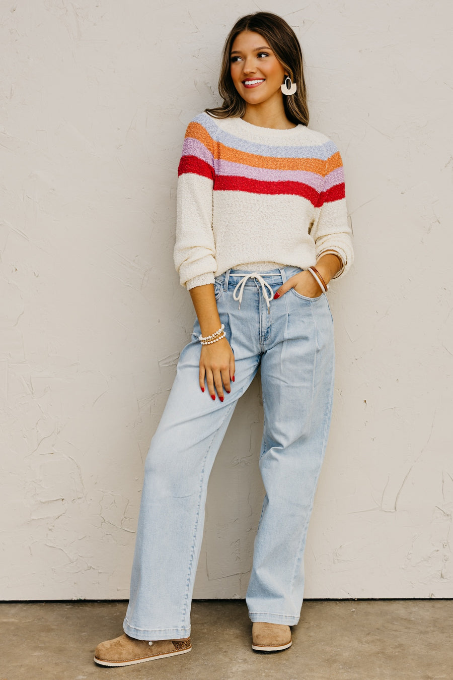 The Loraine Striped Popcorn Sweater