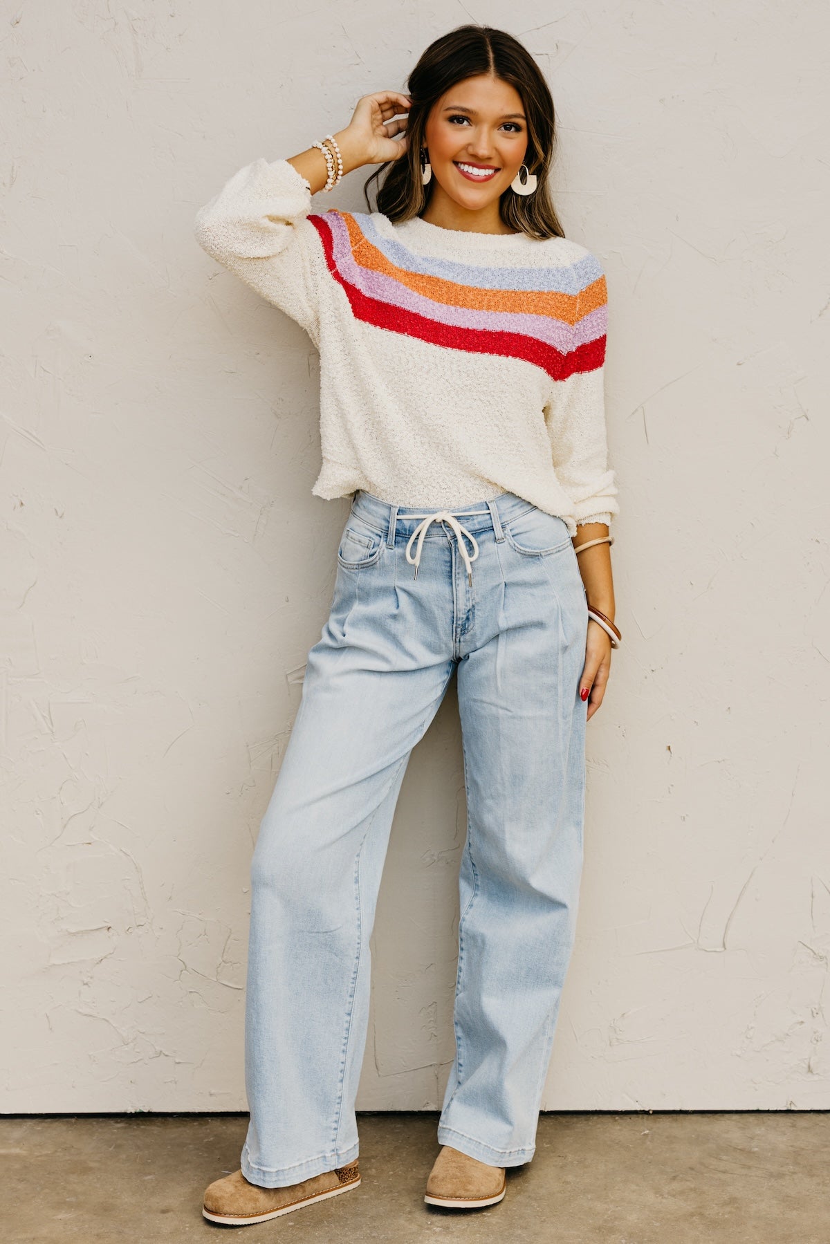The Loraine Striped Popcorn Sweater