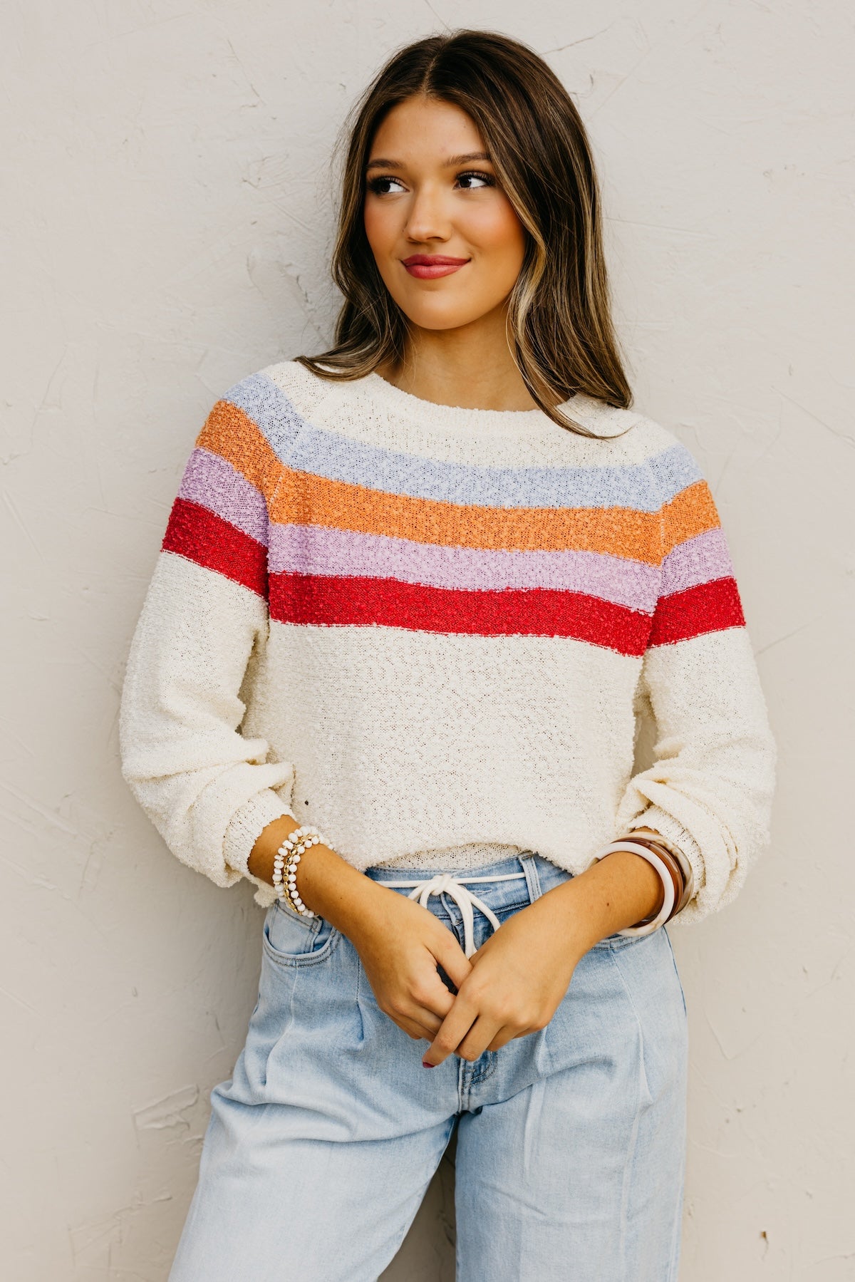 The Loraine Striped Popcorn Sweater