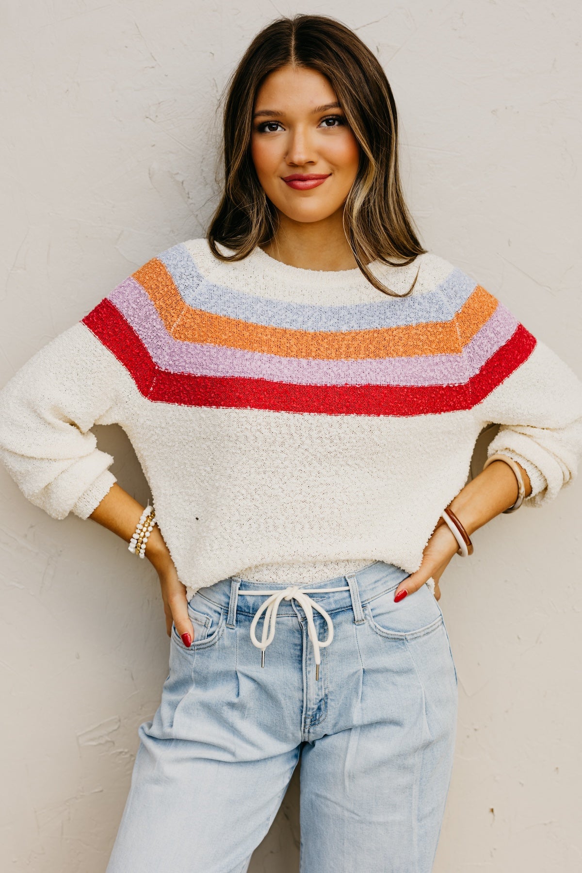 The Loraine Striped Popcorn Sweater