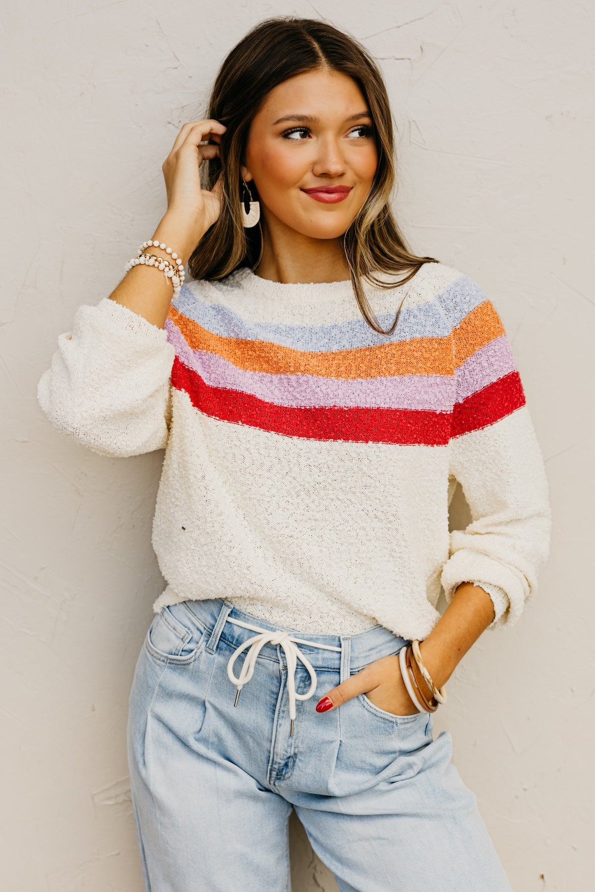 The Loraine Striped Popcorn Sweater