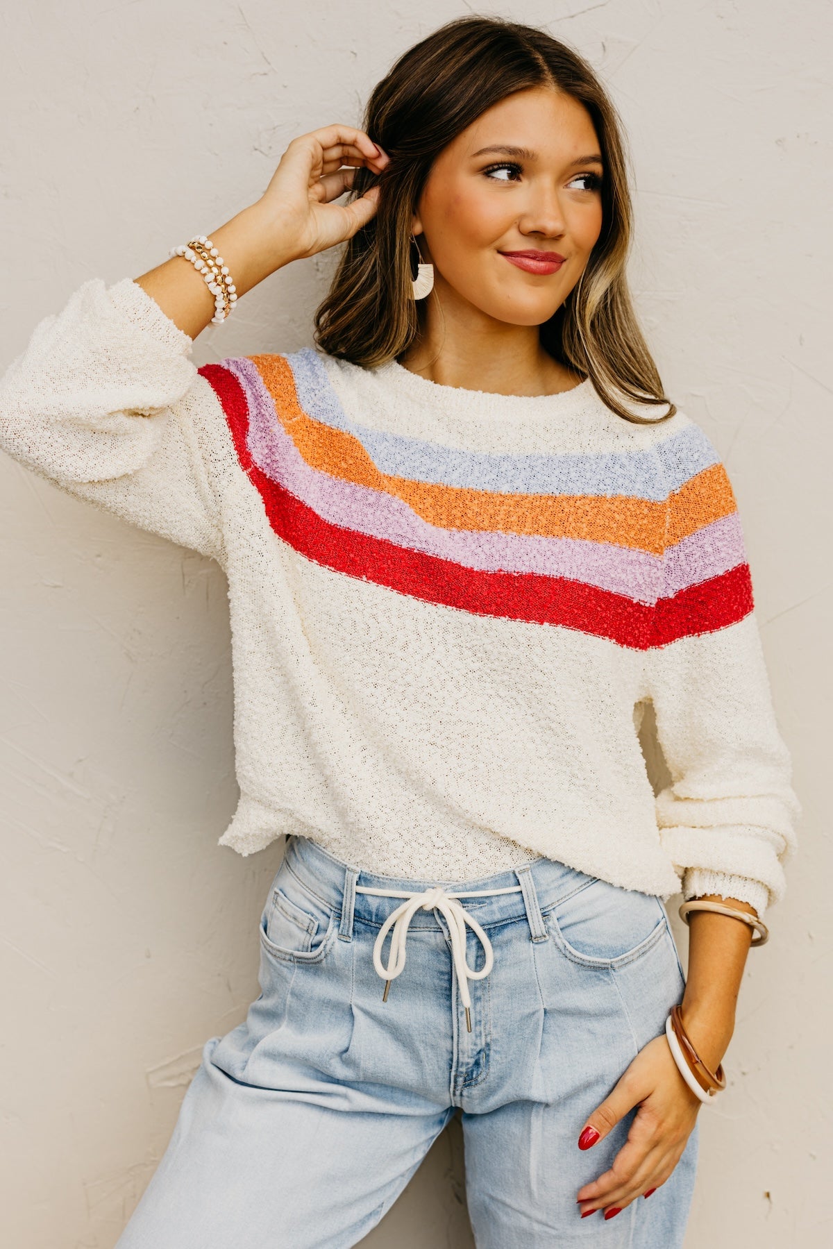 The Loraine Striped Popcorn Sweater