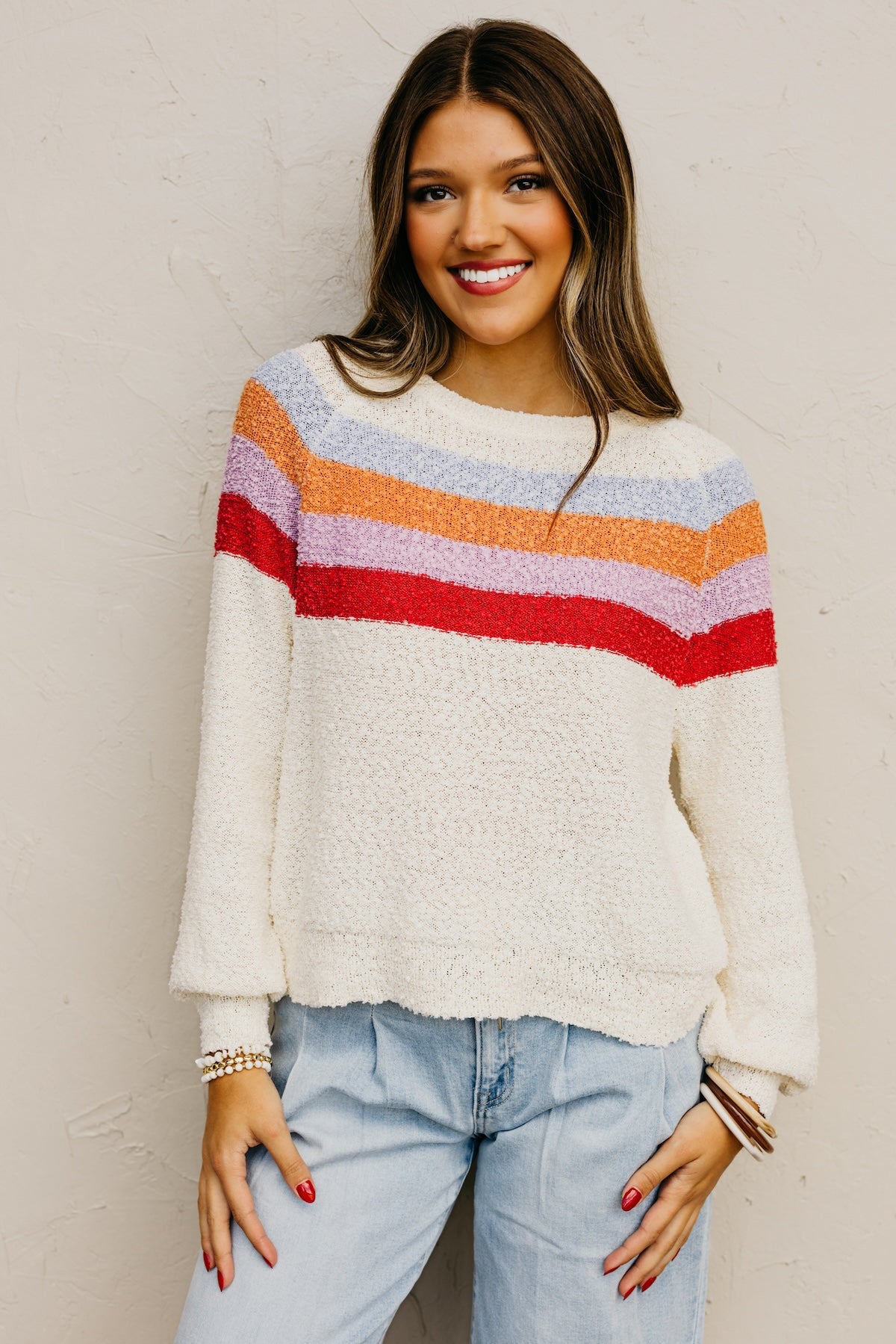 The Loraine Striped Popcorn Sweater