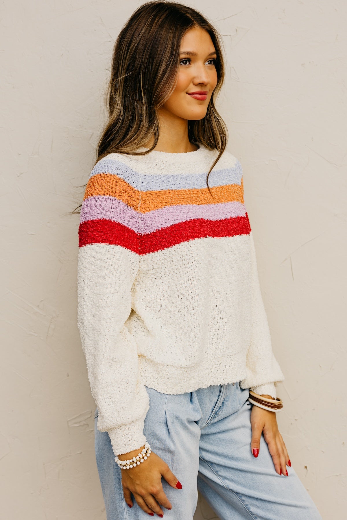 The Loraine Striped Popcorn Sweater