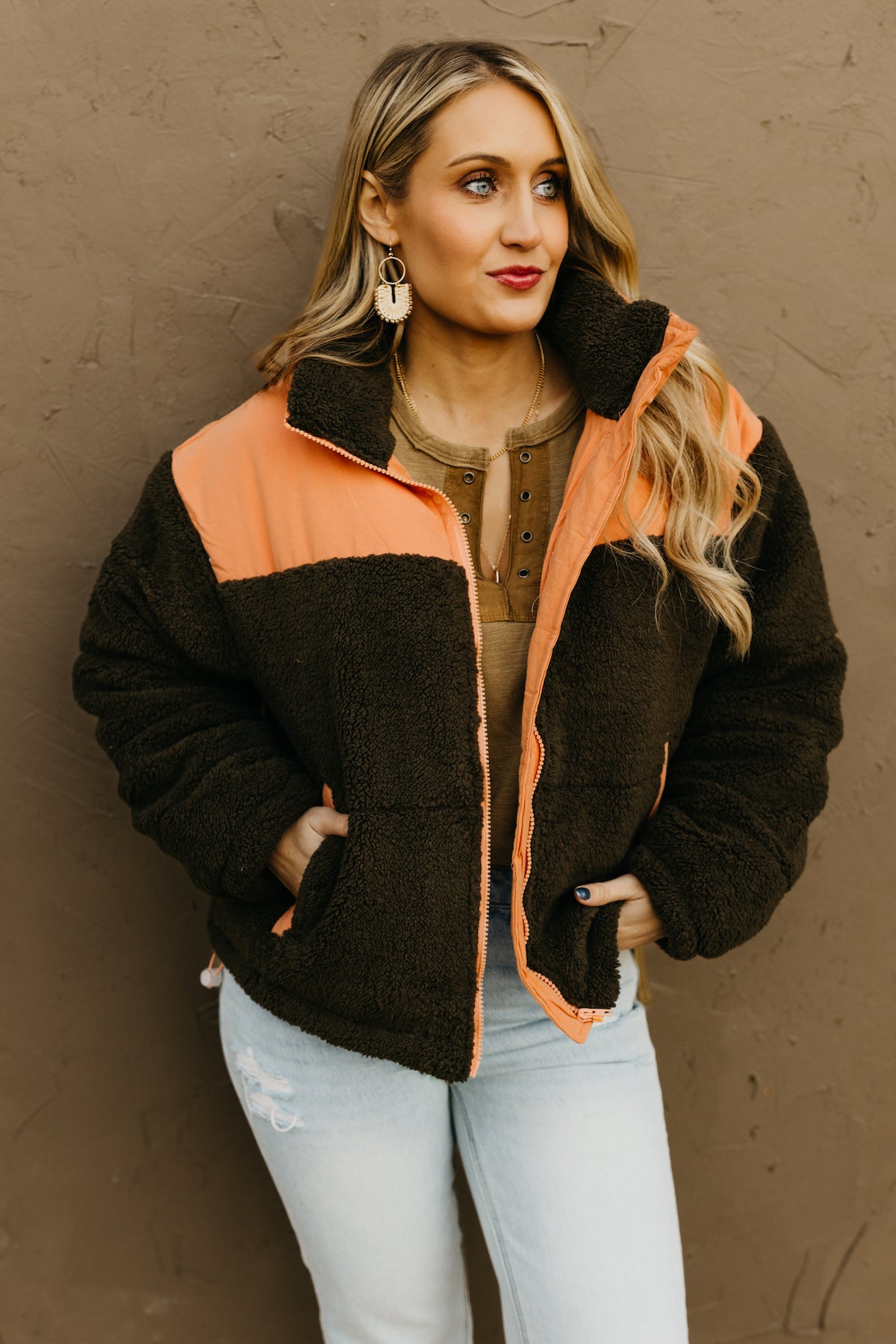 The Aspen Contrast Sherpa Puffer Jacket  - FINAL SALE