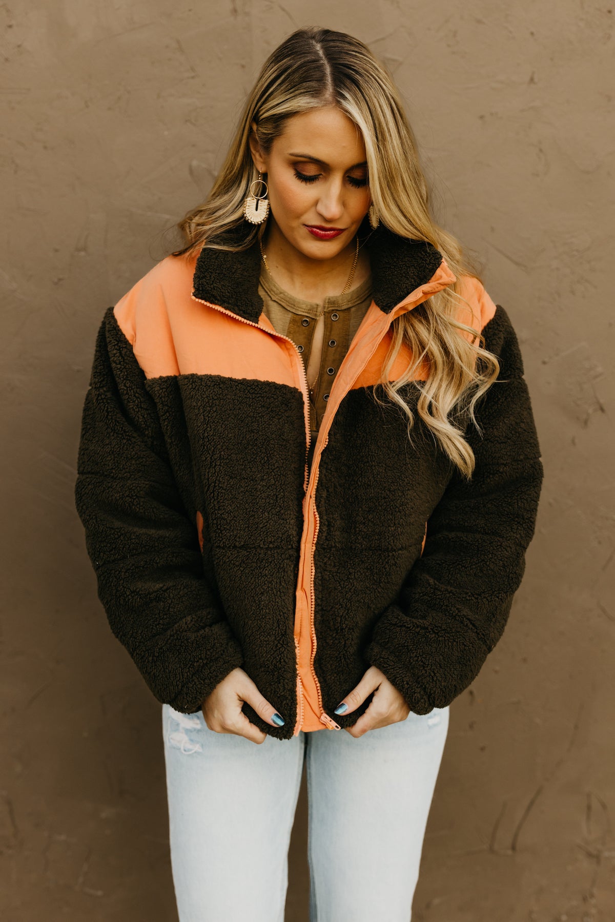 The Aspen Contrast Sherpa Puffer Jacket  - FINAL SALE