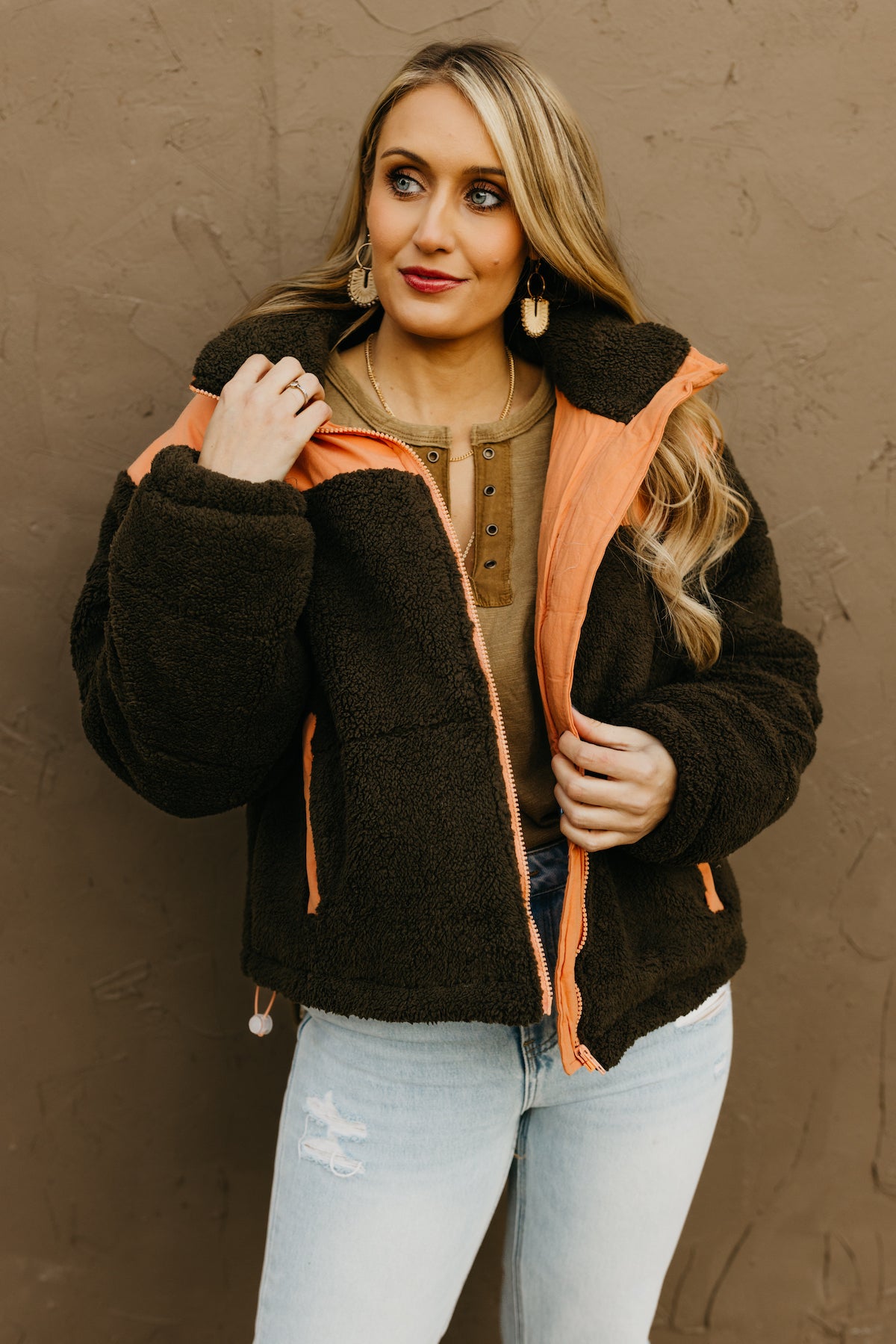 The Aspen Contrast Sherpa Puffer Jacket  - FINAL SALE