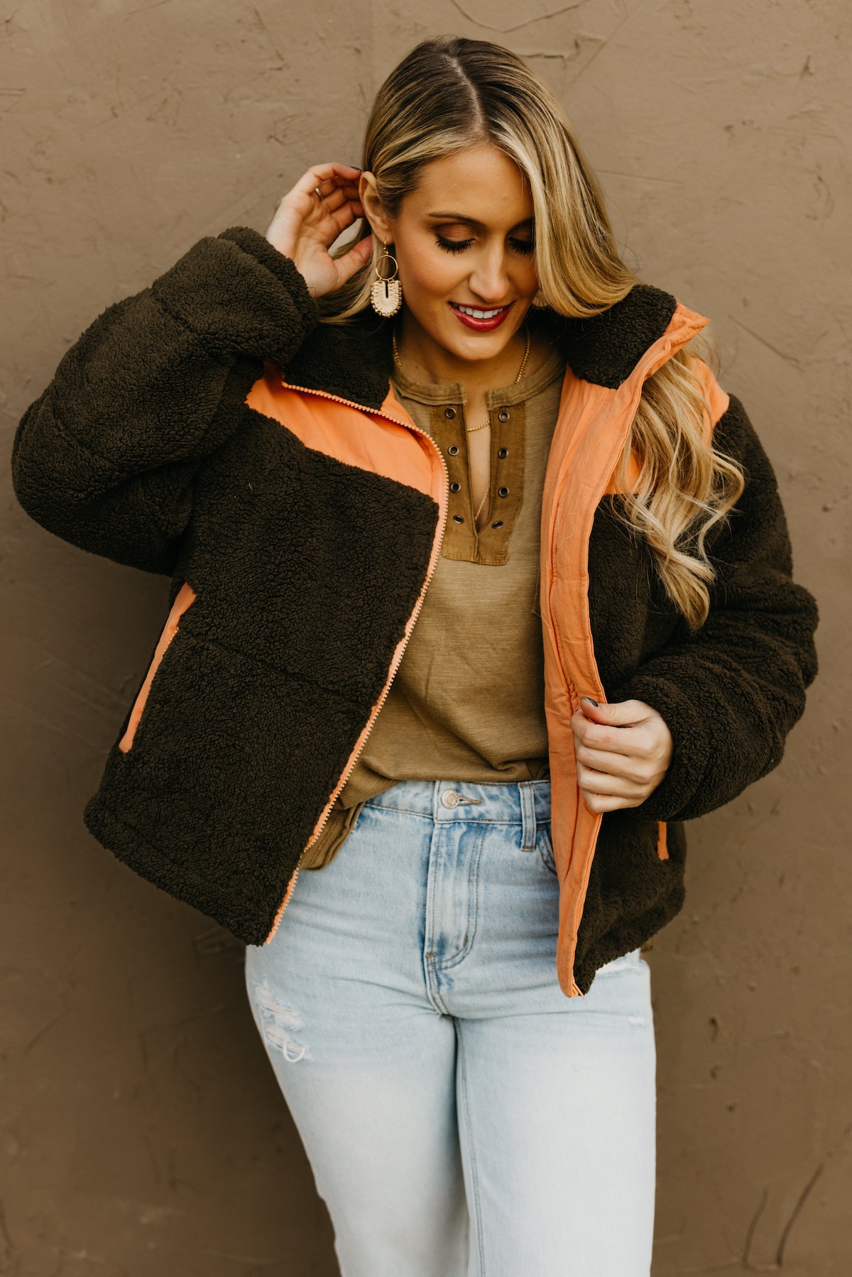 The Aspen Contrast Sherpa Puffer Jacket  - FINAL SALE