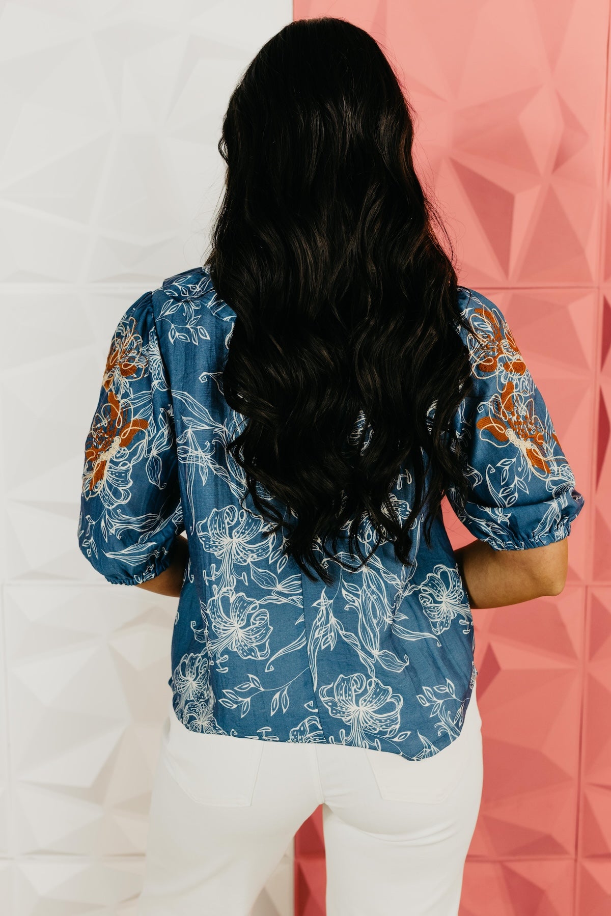 The Roman Puff Sleeve Embroidered Top