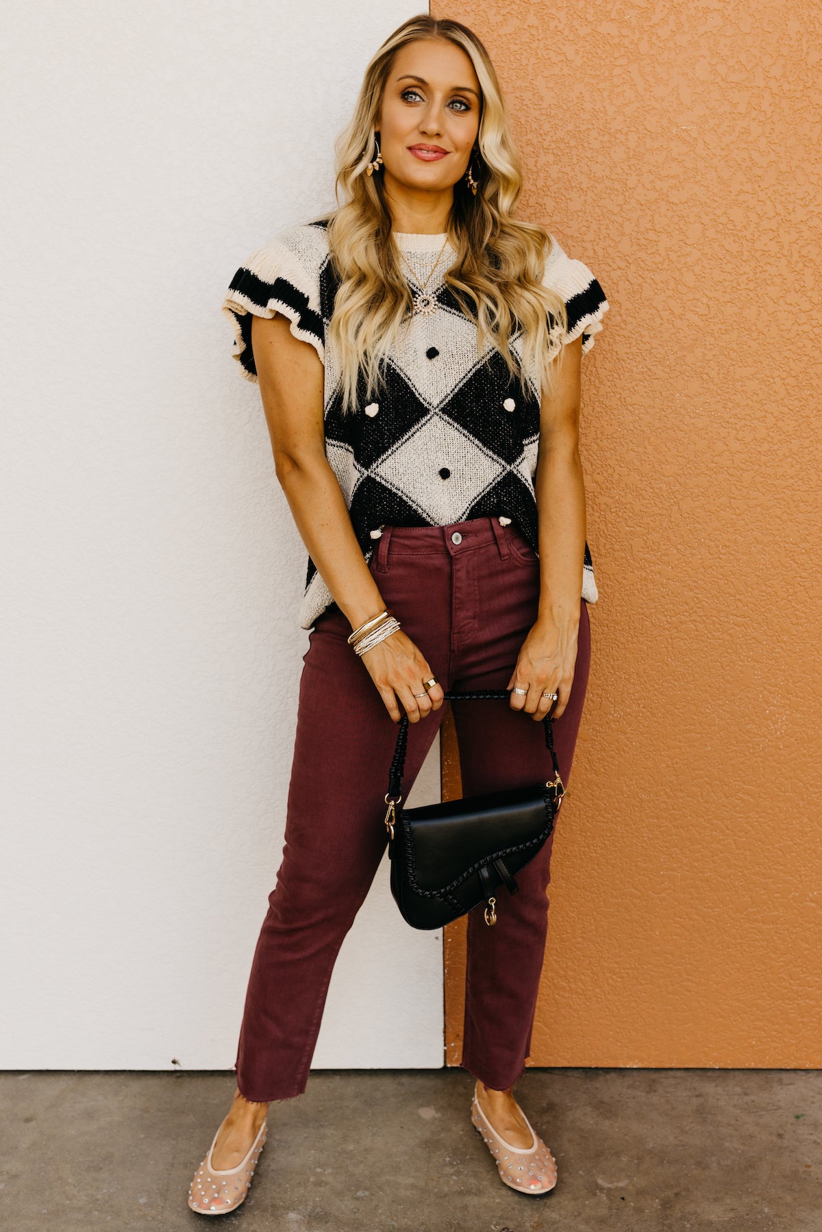 The Zeke Argyle Pom Sweater