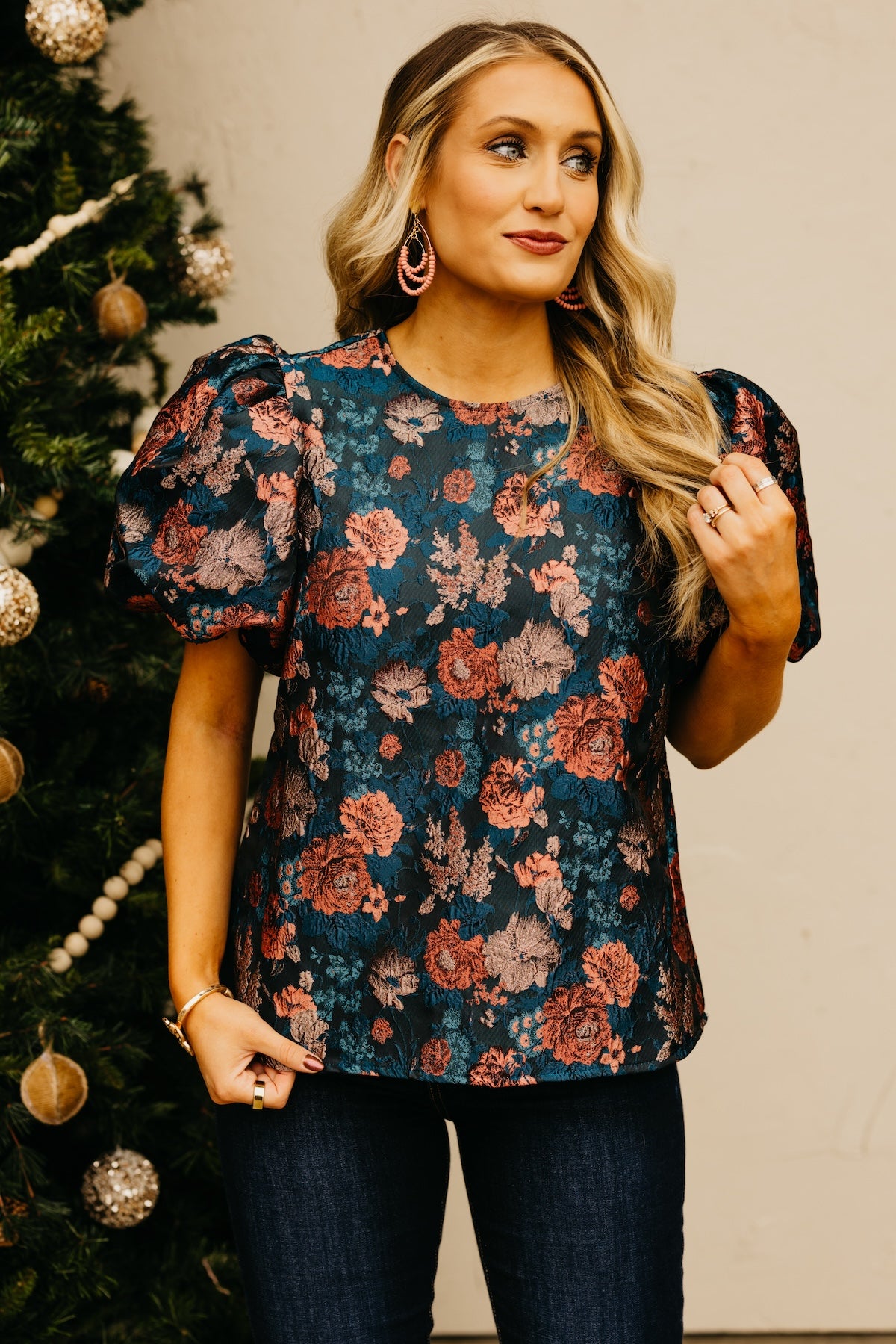 The Landon Puff Sleeve Floral Top