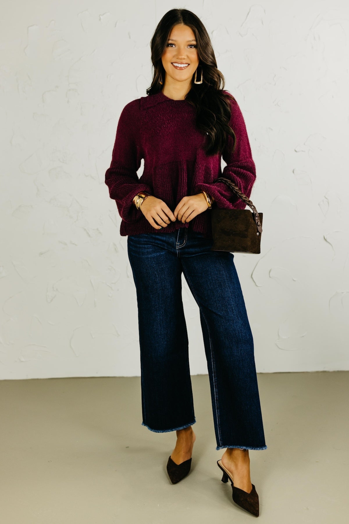 The Susan Flared Hem Bubble Sleeve Sweater