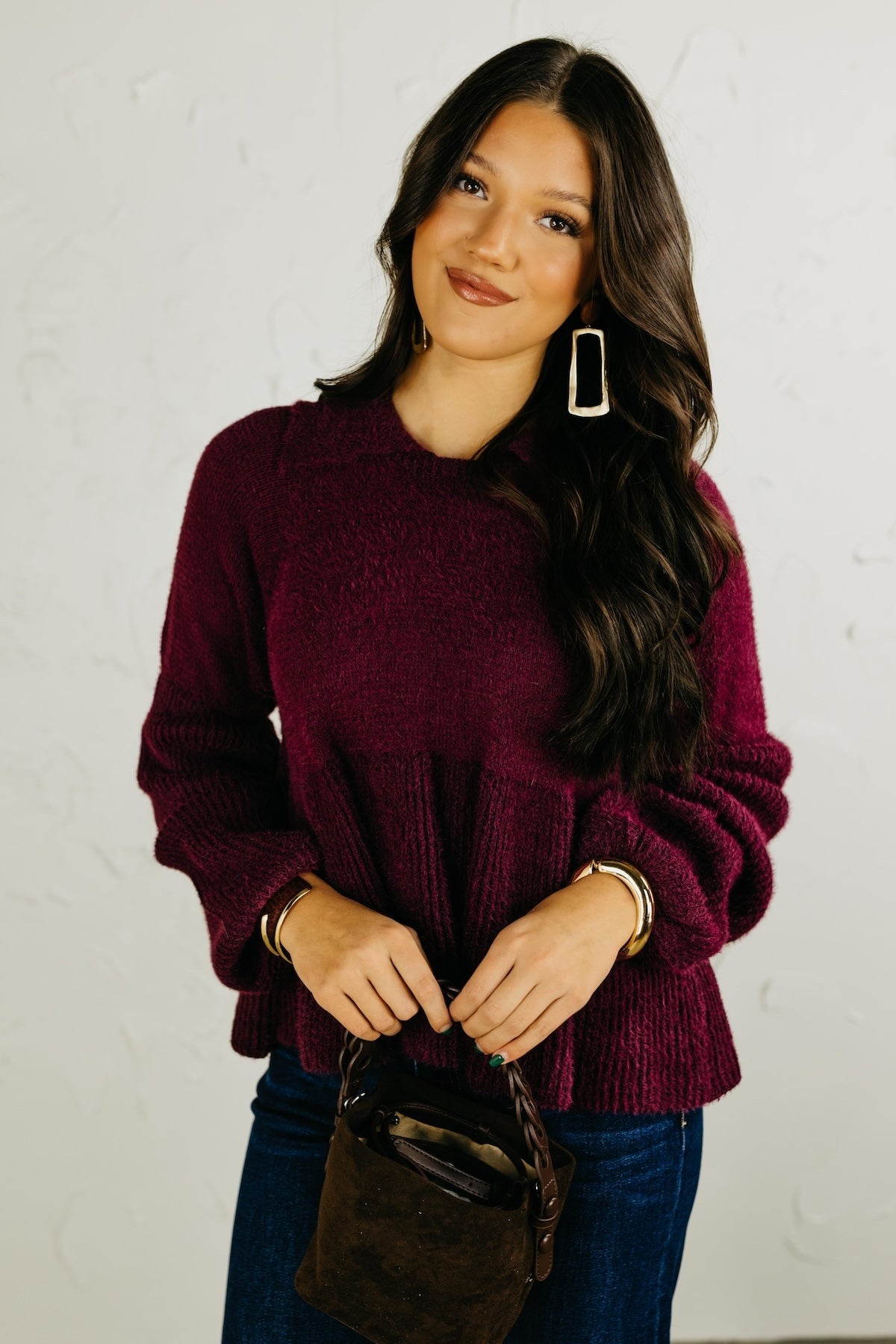 The Susan Flared Hem Bubble Sleeve Sweater