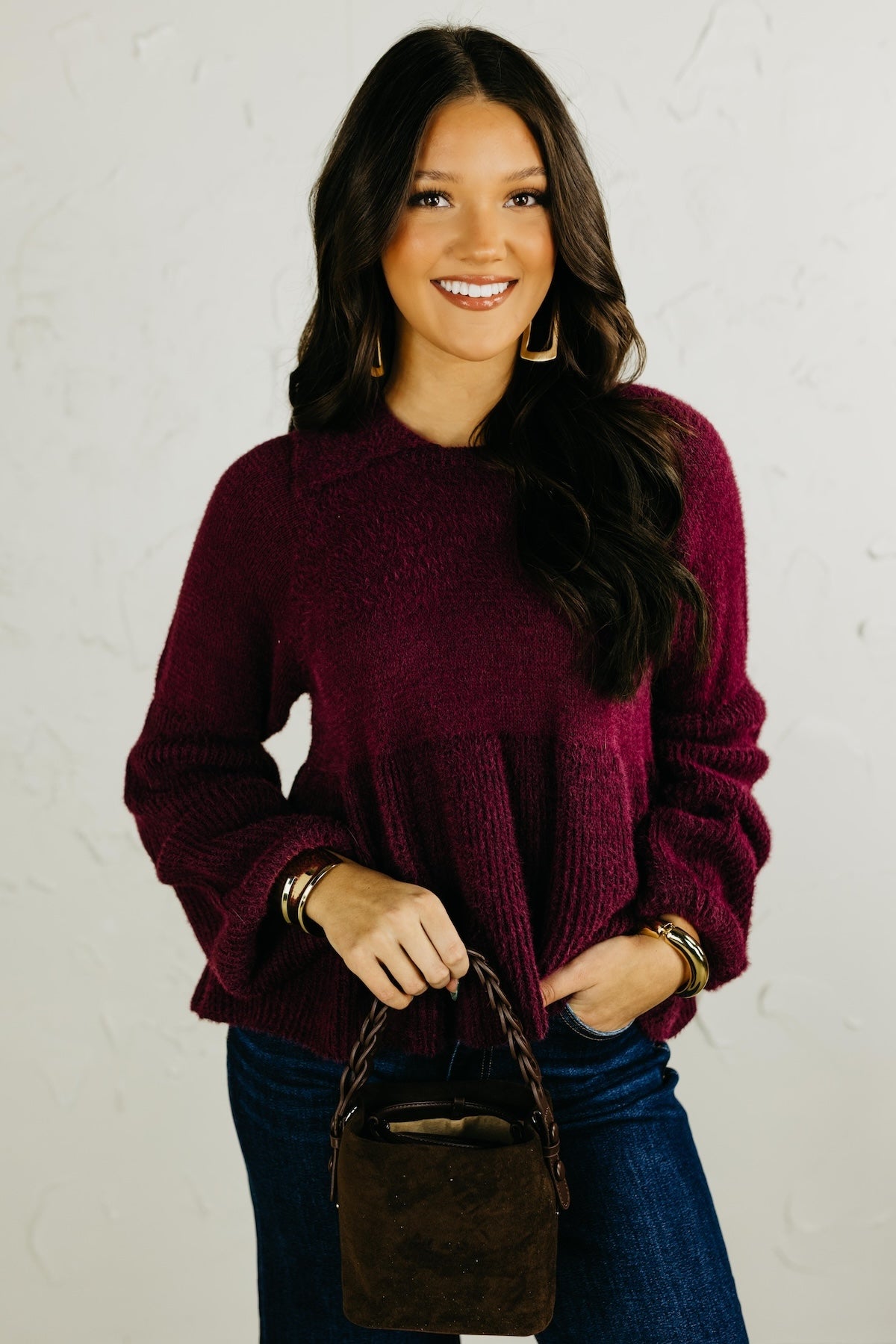 The Susan Flared Hem Bubble Sleeve Sweater