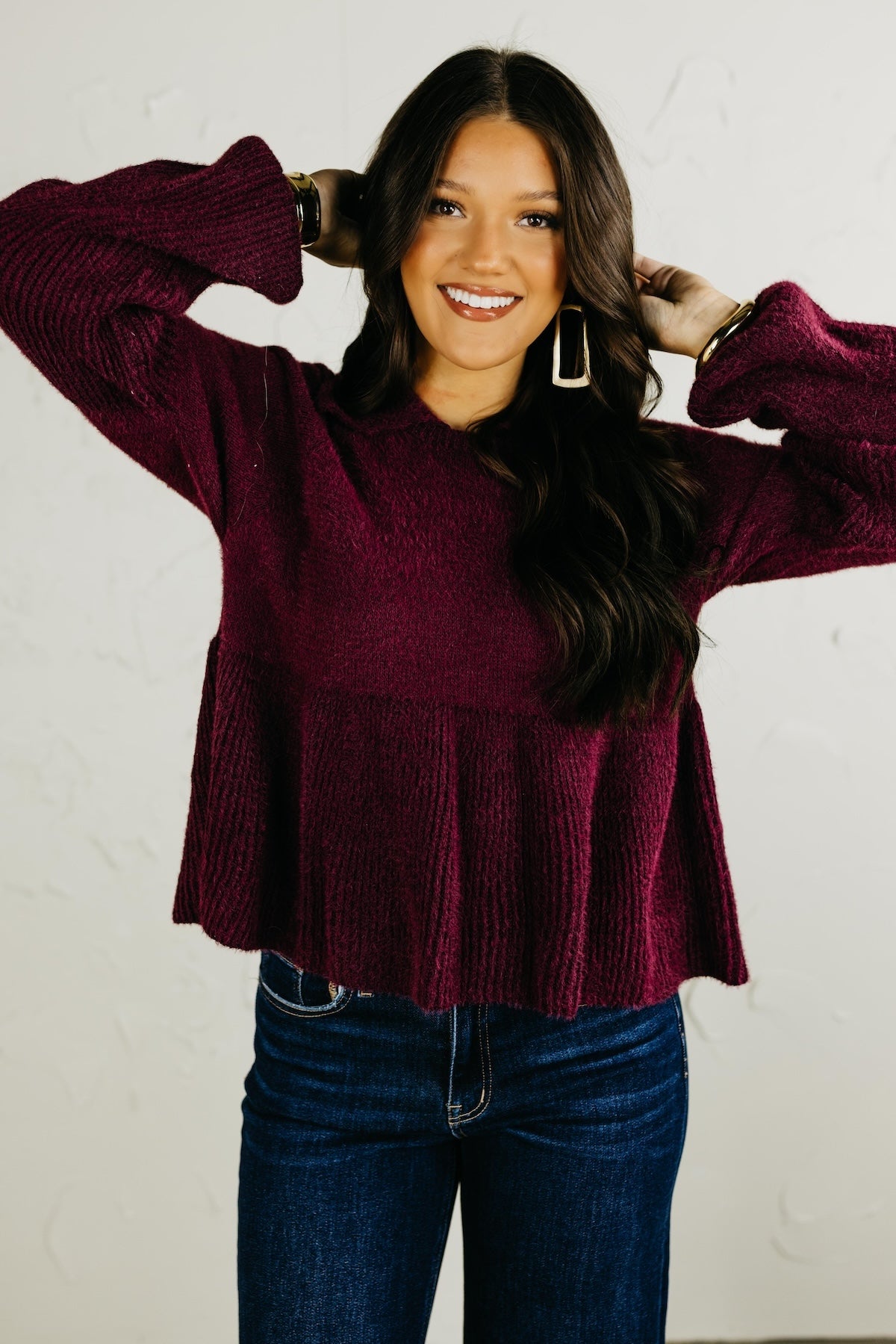 The Susan Flared Hem Bubble Sleeve Sweater