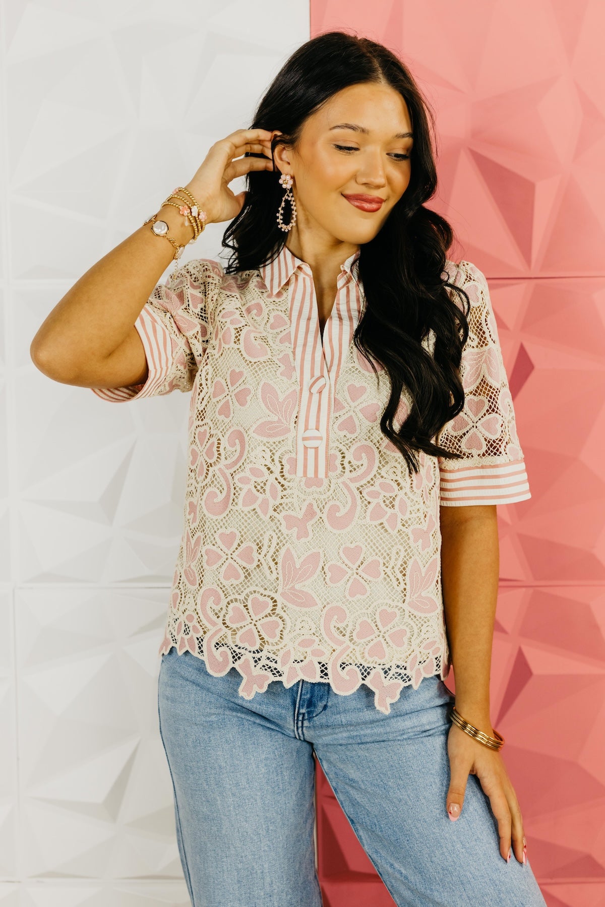 The Jace Lace Mixed Media Top