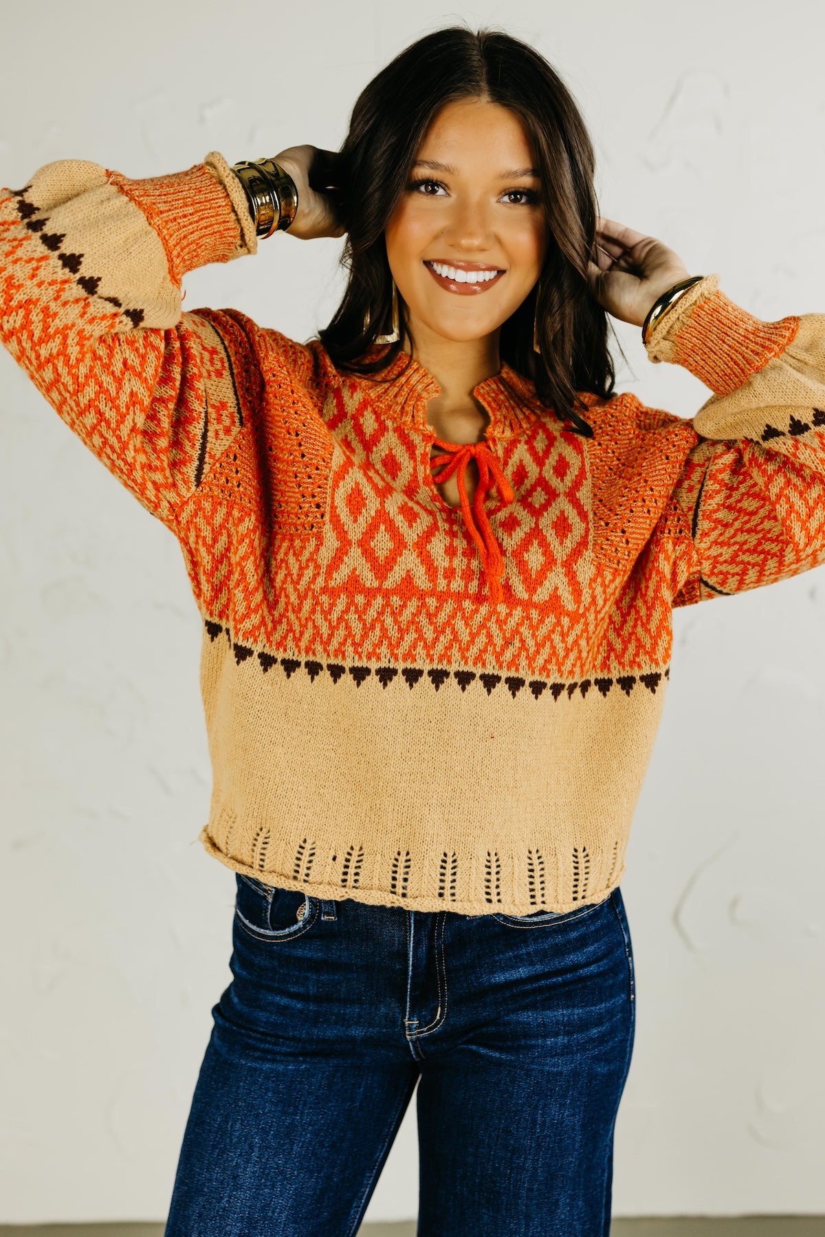 The Penelope Tie Pointelle Sweater