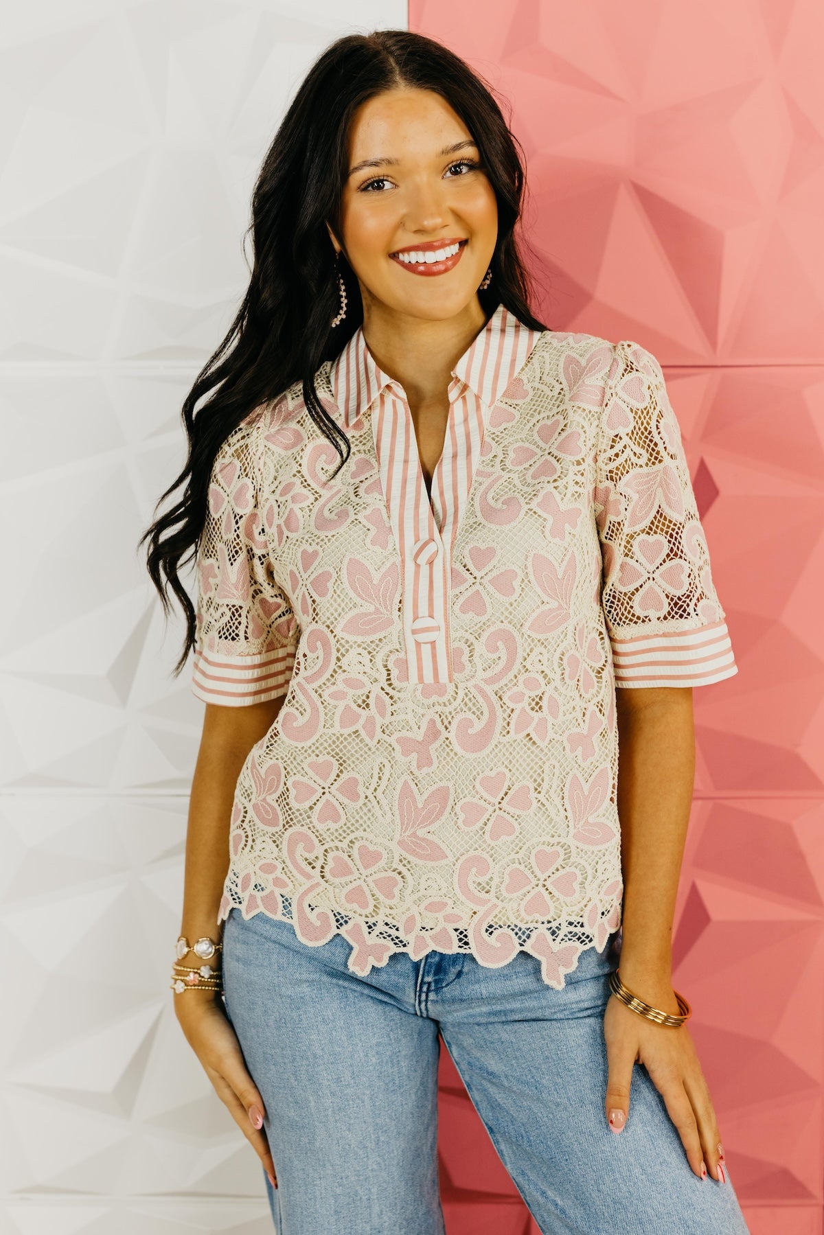 The Jace Lace Mixed Media Top