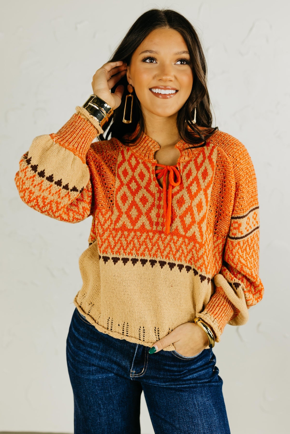 The Penelope Tie Pointelle Sweater