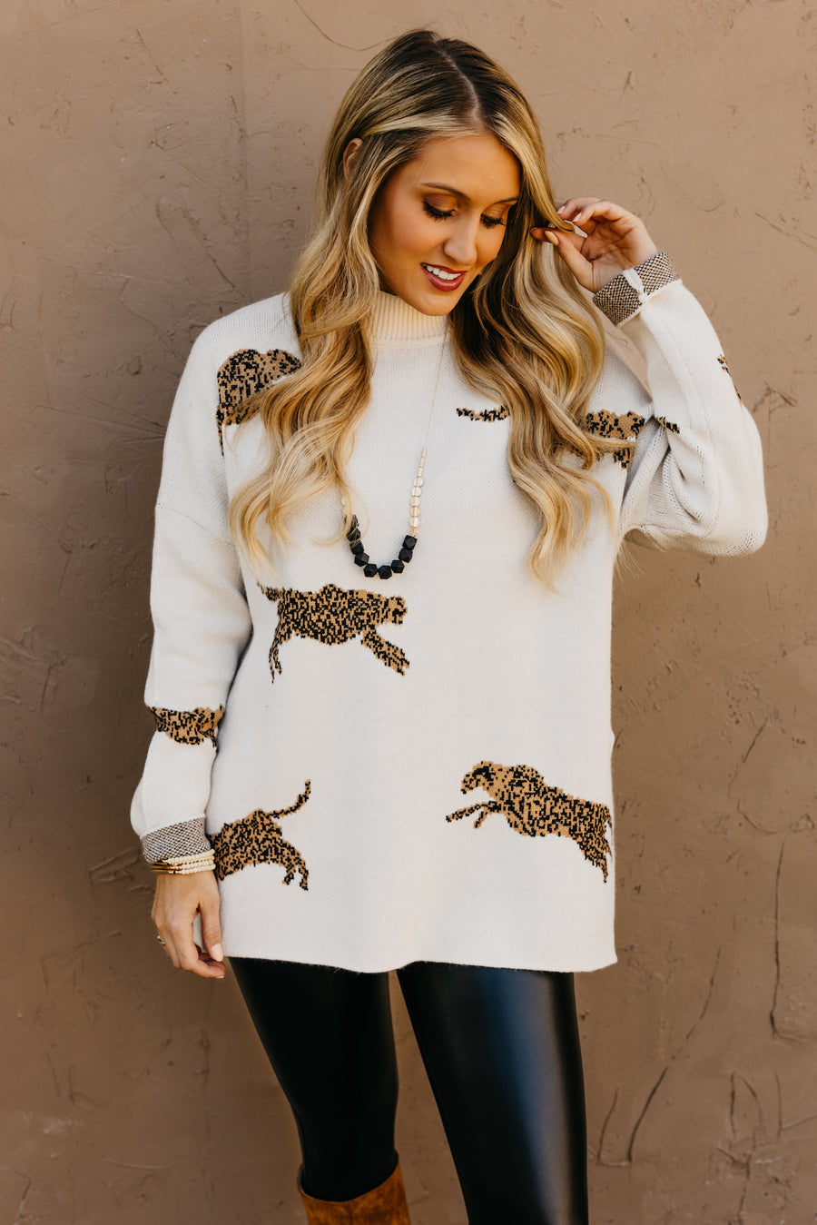The Christian Animal Print Side Slit Sweater