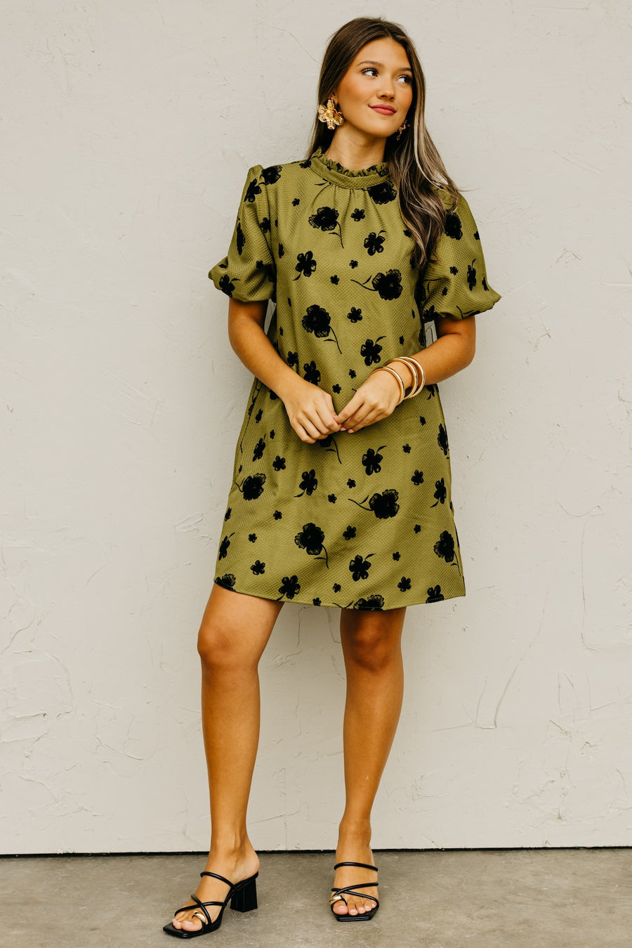 The Crosby Ruffle Neck Floral Mini Dress