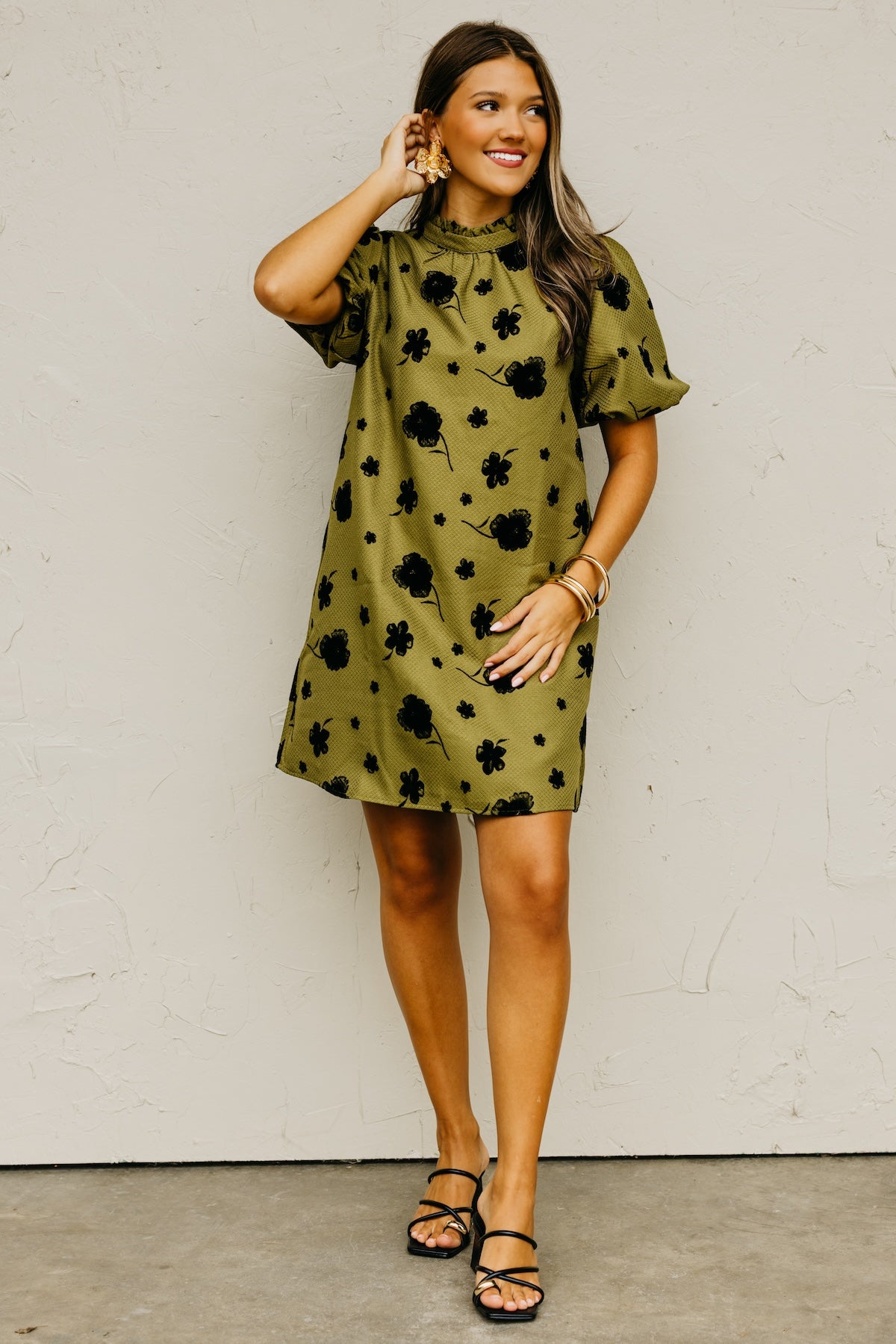 The Crosby Ruffle Neck Floral Mini Dress