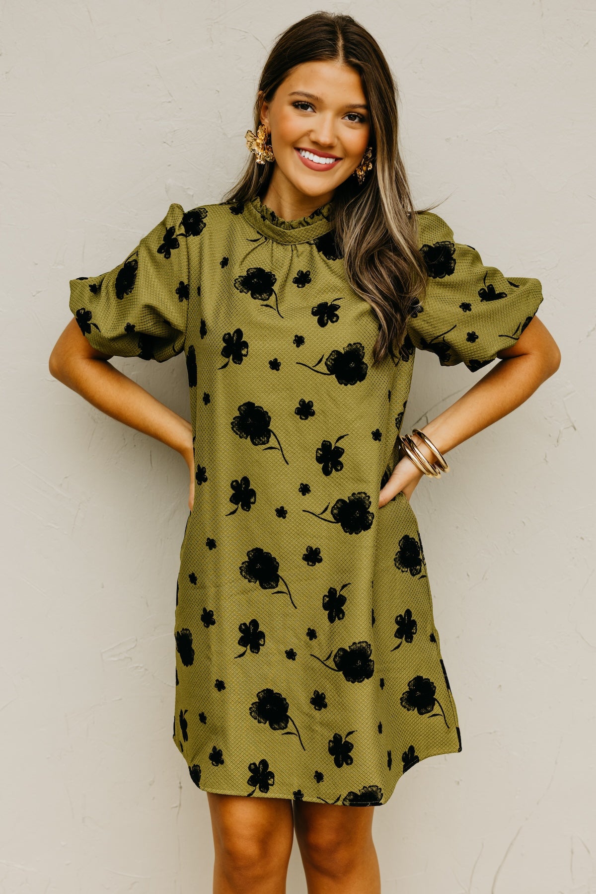 The Crosby Ruffle Neck Floral Mini Dress