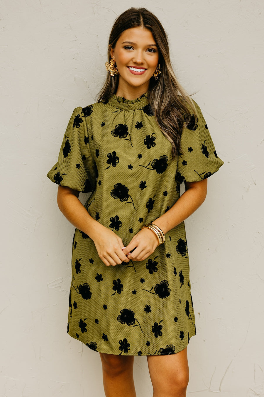The Crosby Ruffle Neck Floral Mini Dress
