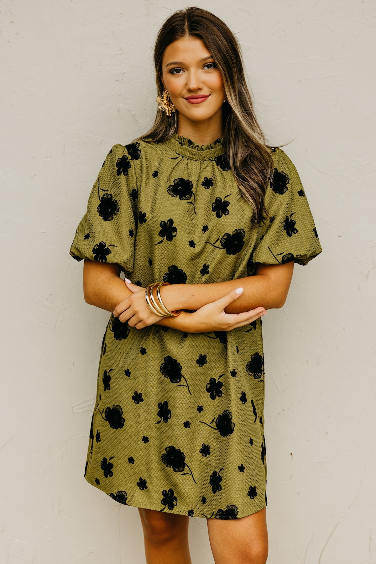 The Crosby Ruffle Neck Floral Mini Dress