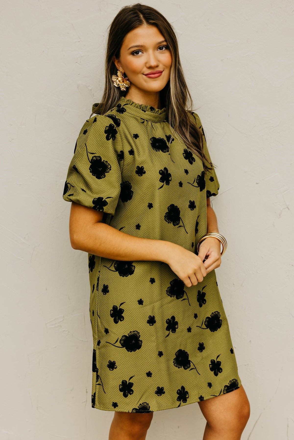 The Crosby Ruffle Neck Floral Mini Dress