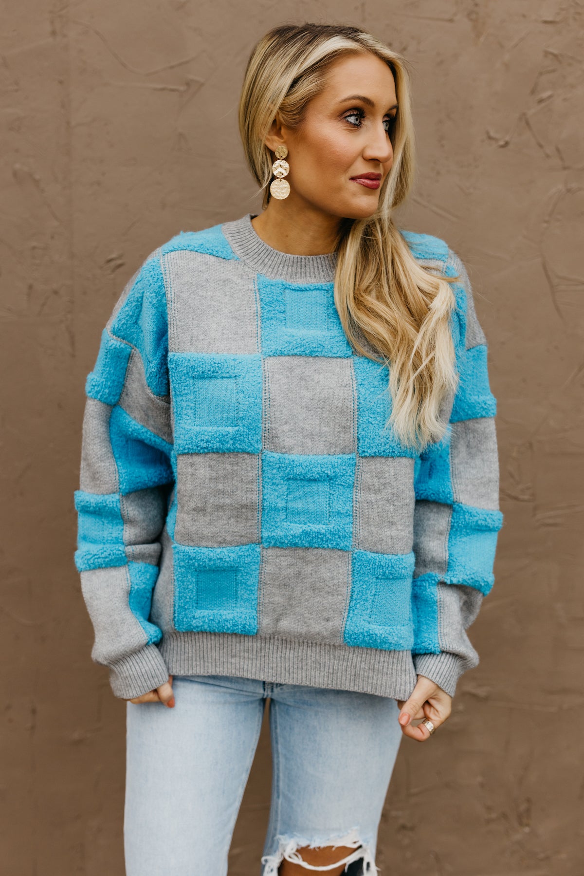 The Ming Textured Checkered Sweater