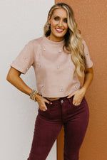 The Quinlan Faux Suede Jewel Top