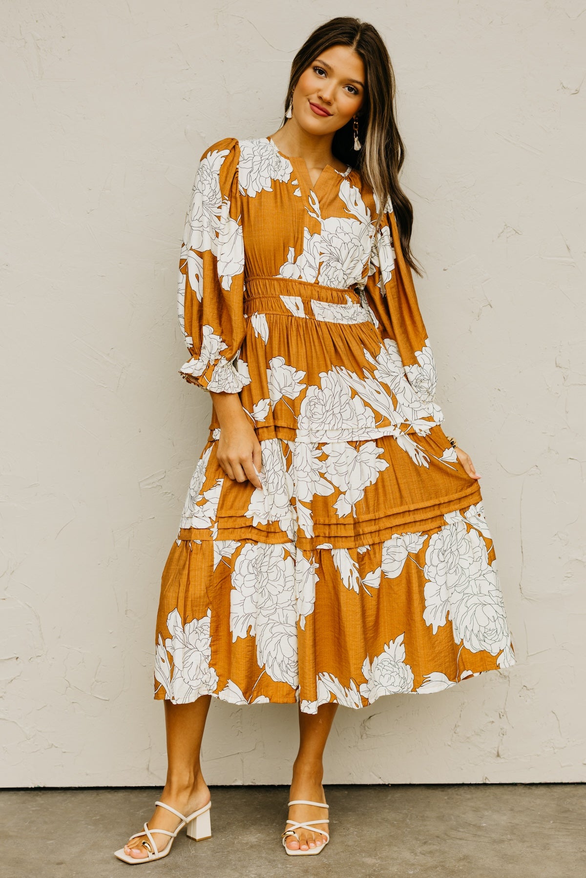 The Alena Floral Tiered Midi Dress