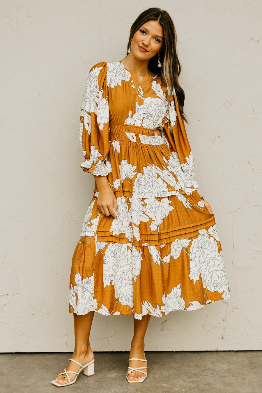 The Alena Floral Tiered Midi Dress