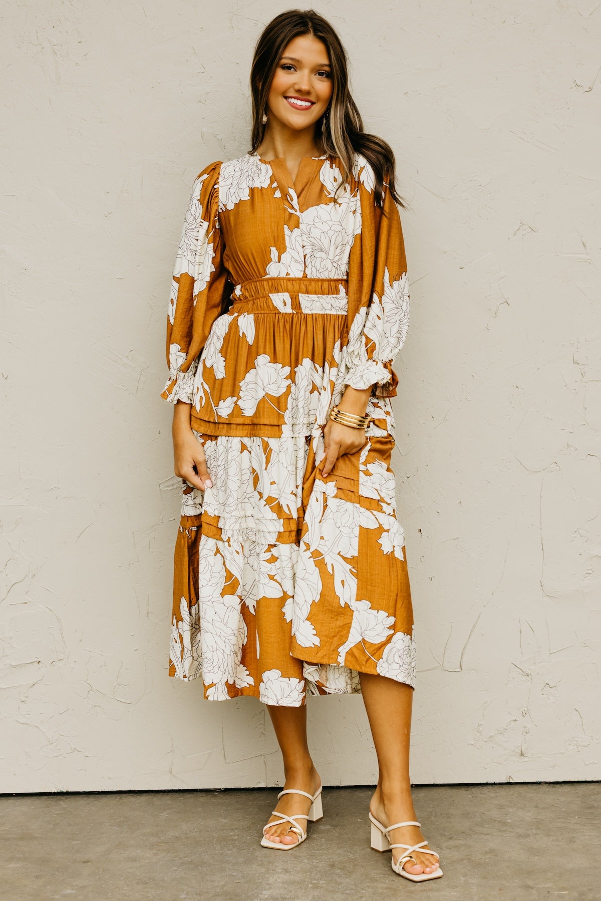 The Alena Floral Tiered Midi Dress