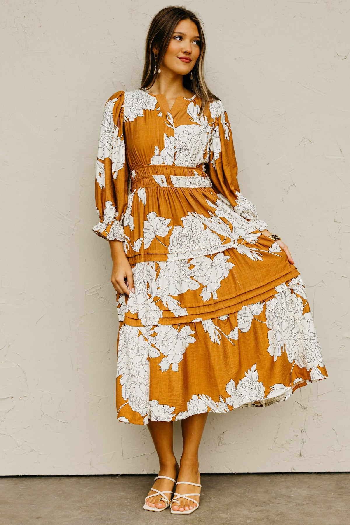 The Alena Floral Tiered Midi Dress