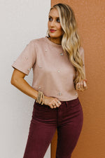 The Quinlan Faux Suede Jewel Top