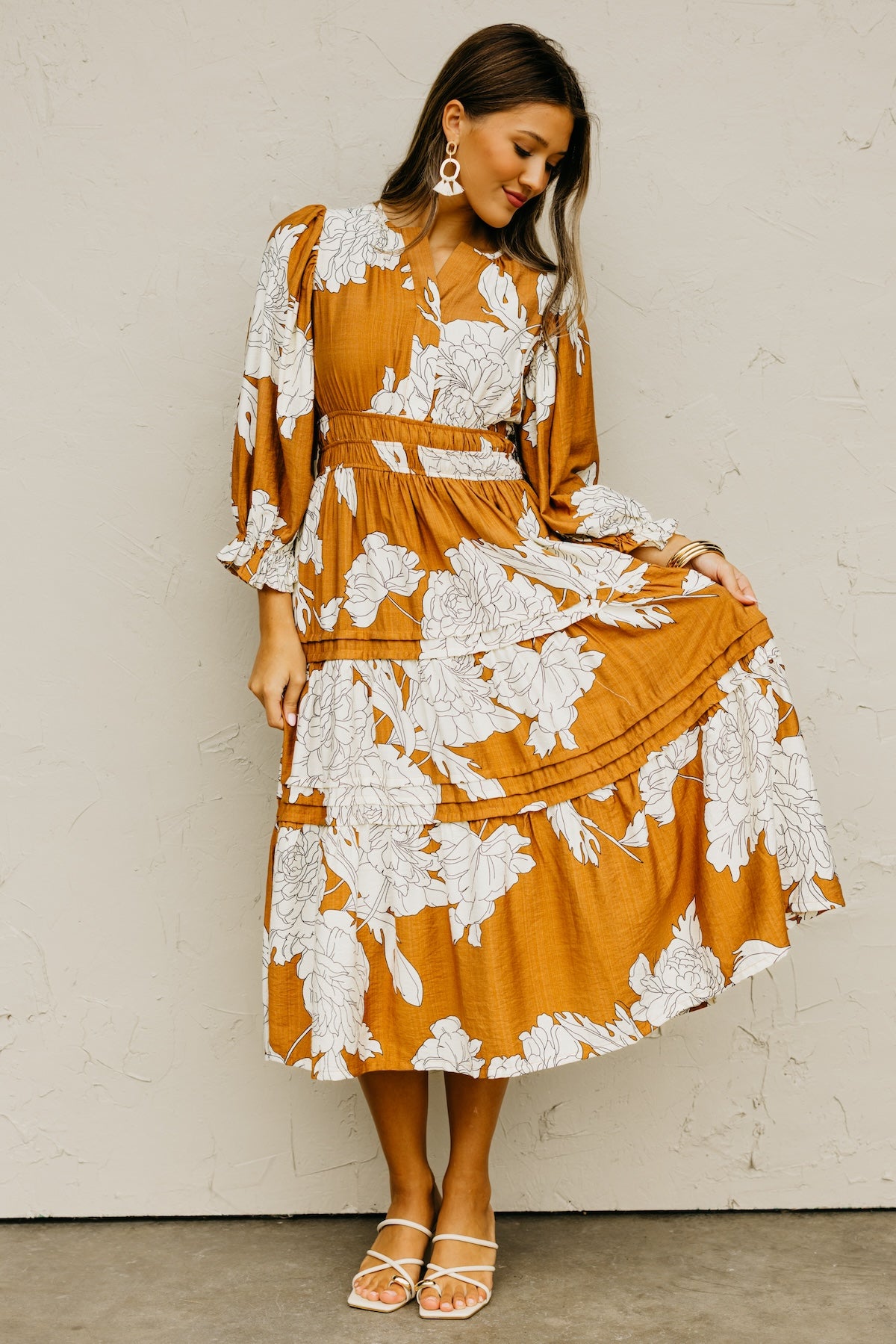 The Alena Floral Tiered Midi Dress