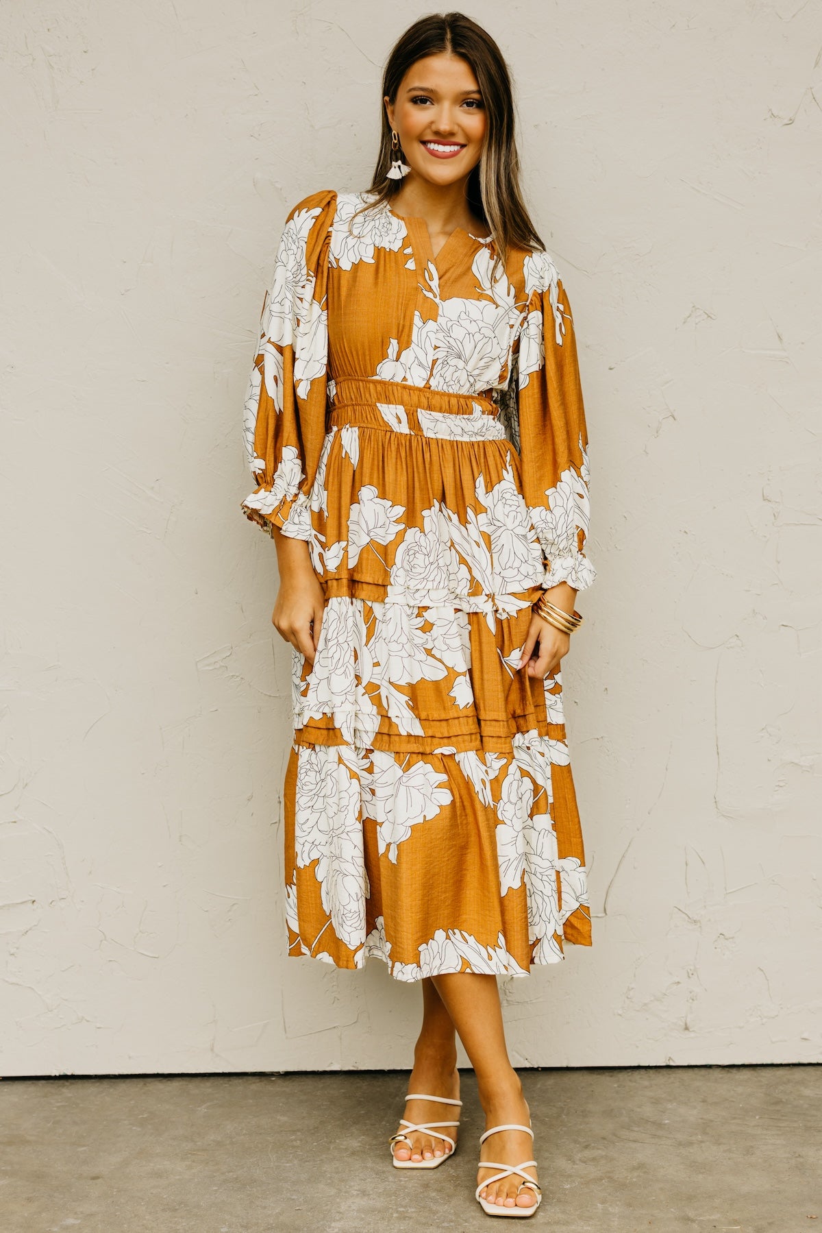 The Alena Floral Tiered Midi Dress