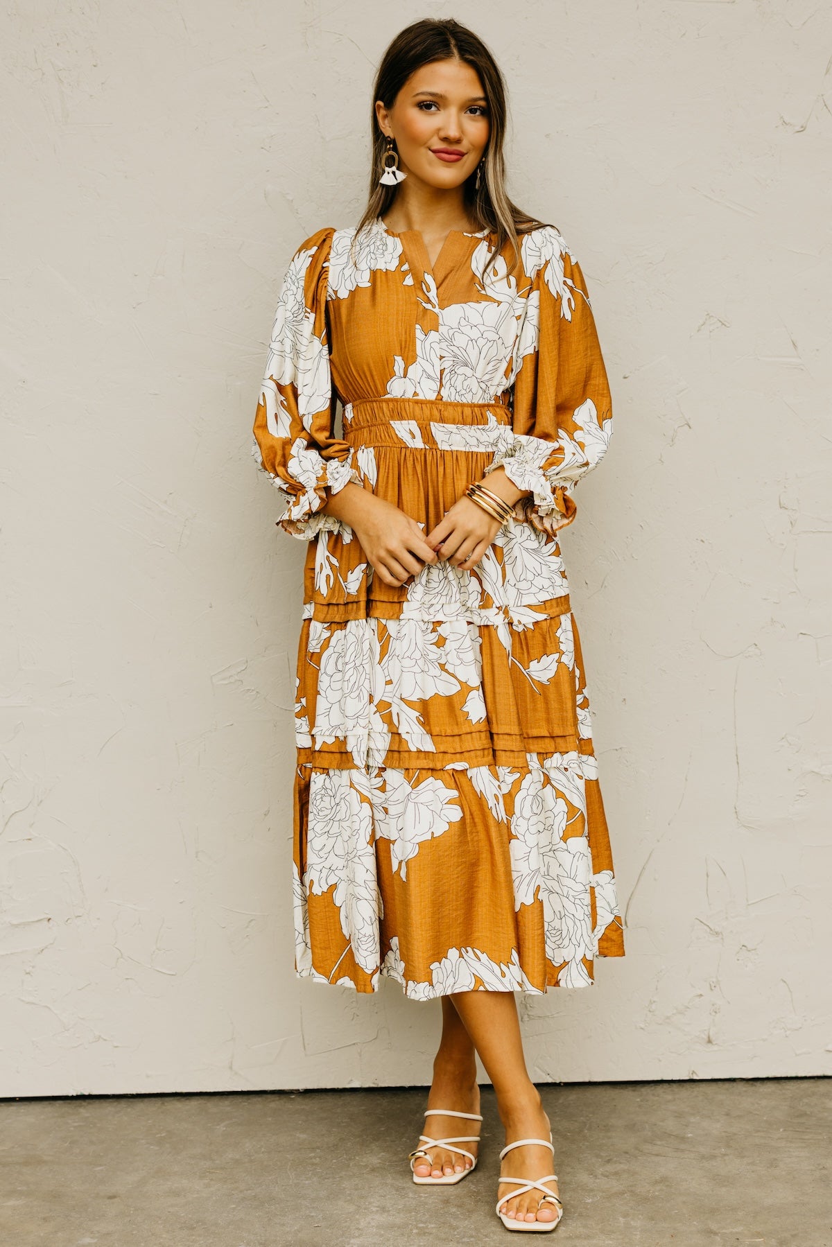 The Alena Floral Tiered Midi Dress