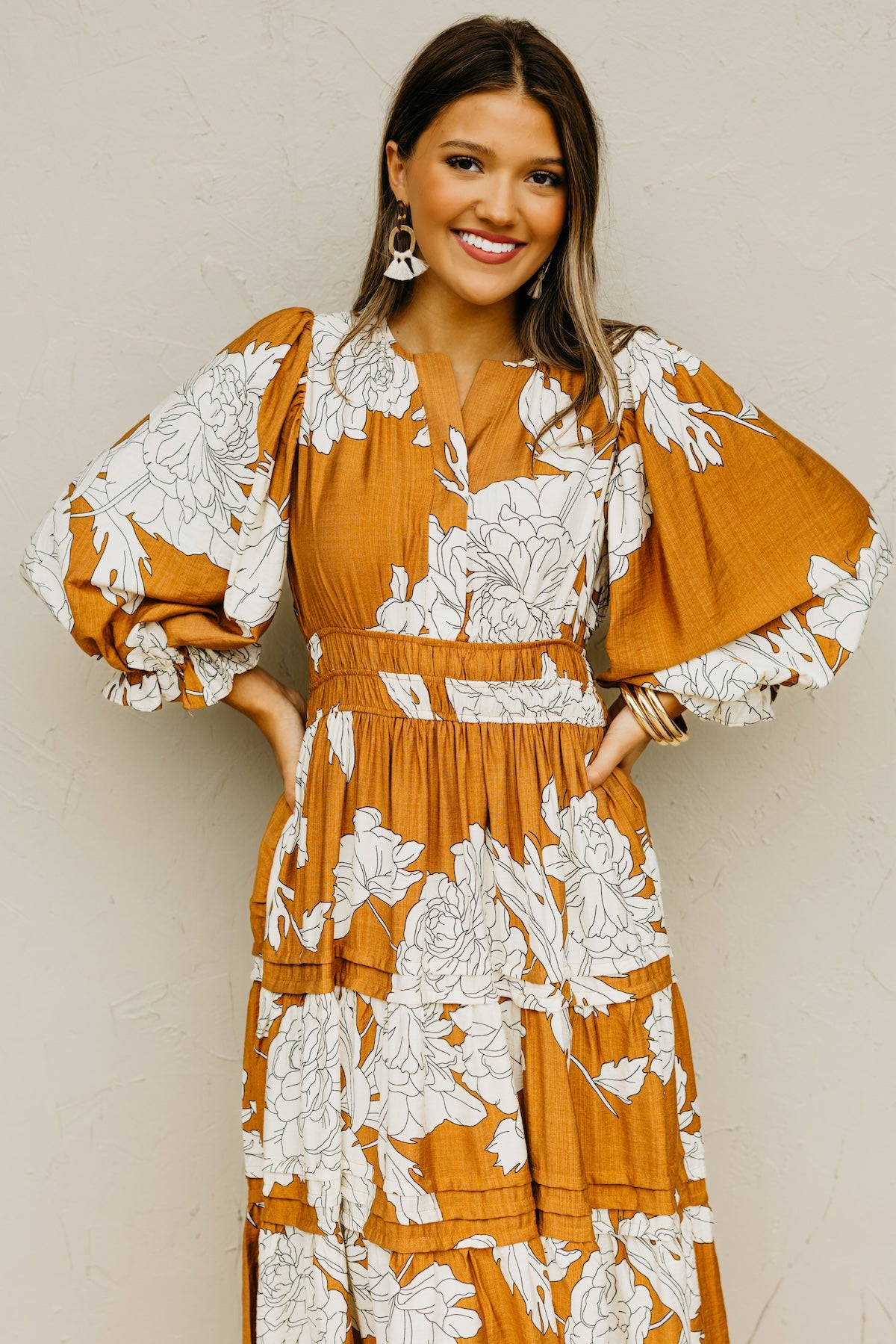 The Alena Floral Tiered Midi Dress