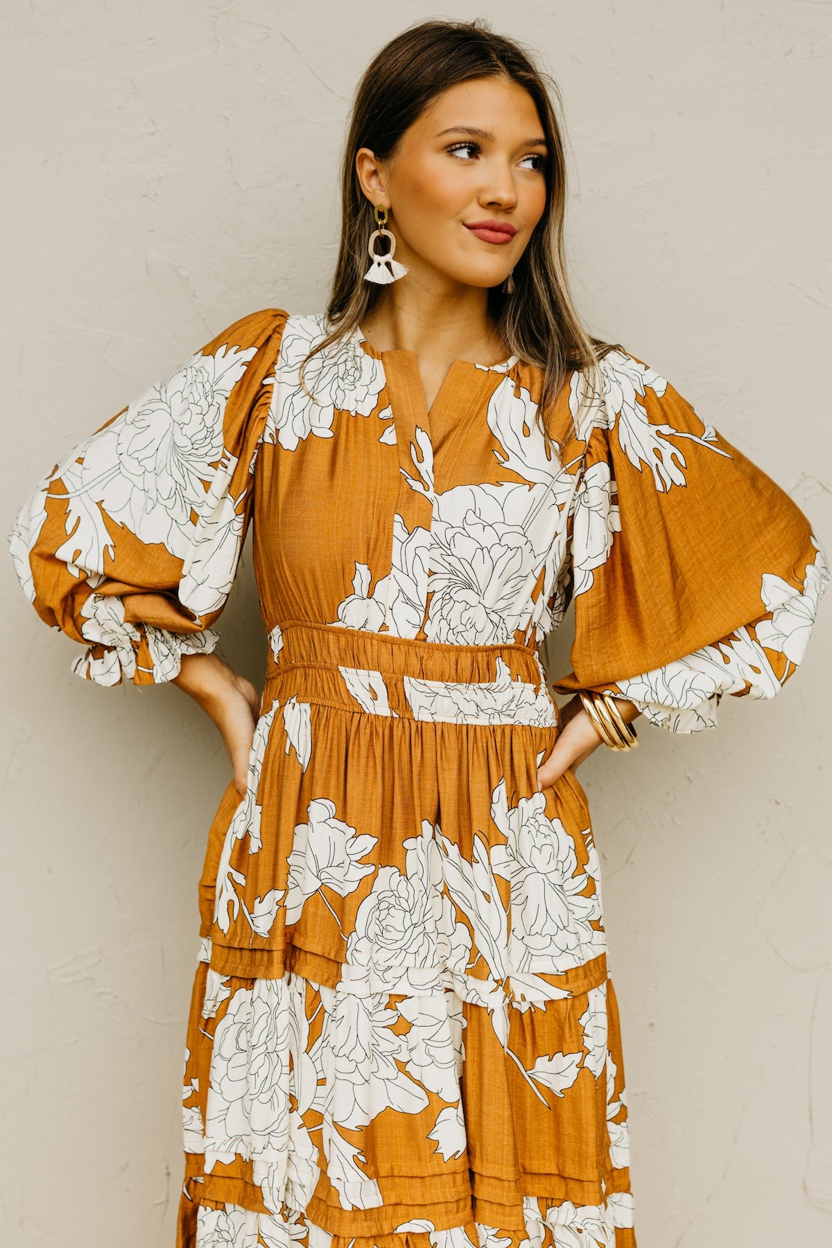 The Alena Floral Tiered Midi Dress