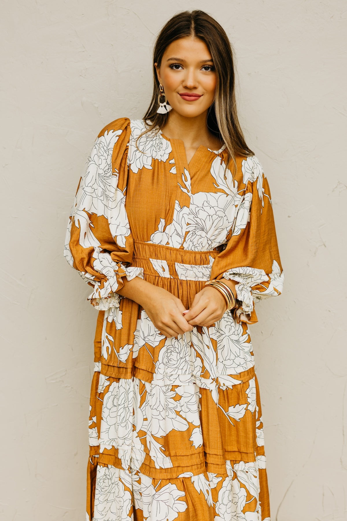 The Alena Floral Tiered Midi Dress