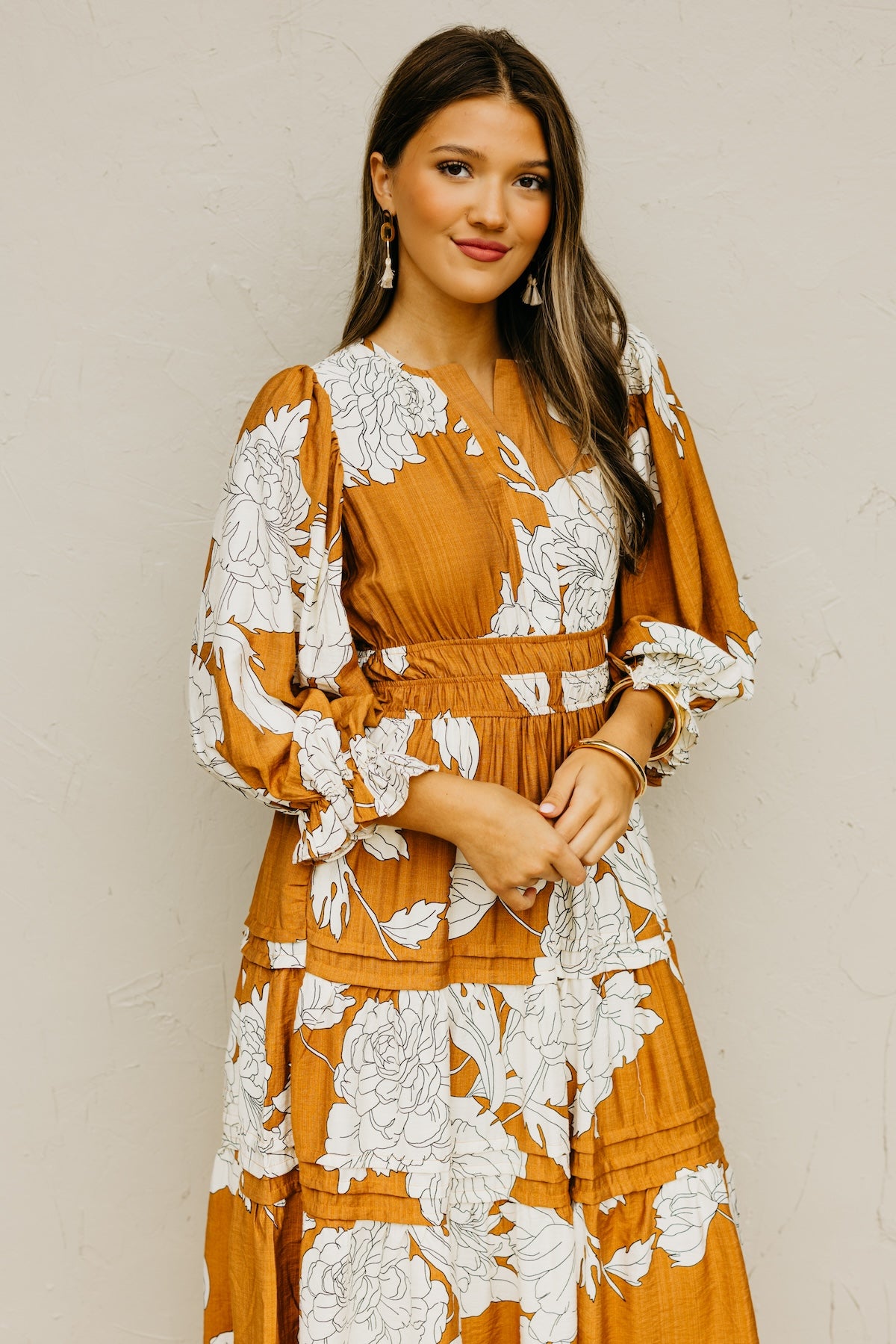 The Alena Floral Tiered Midi Dress