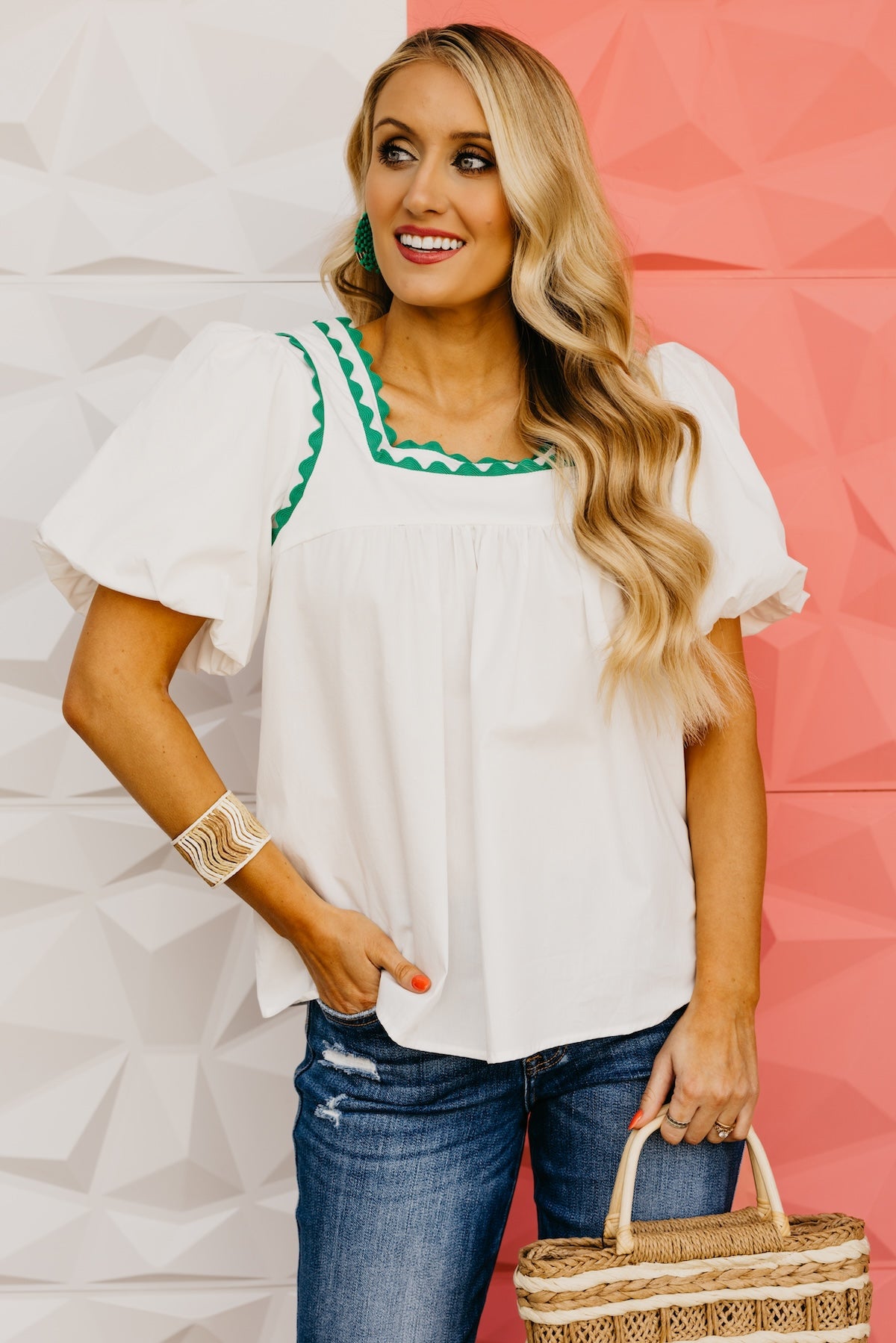 The Gretta Puff Sleeve Babydoll Tie Back Top