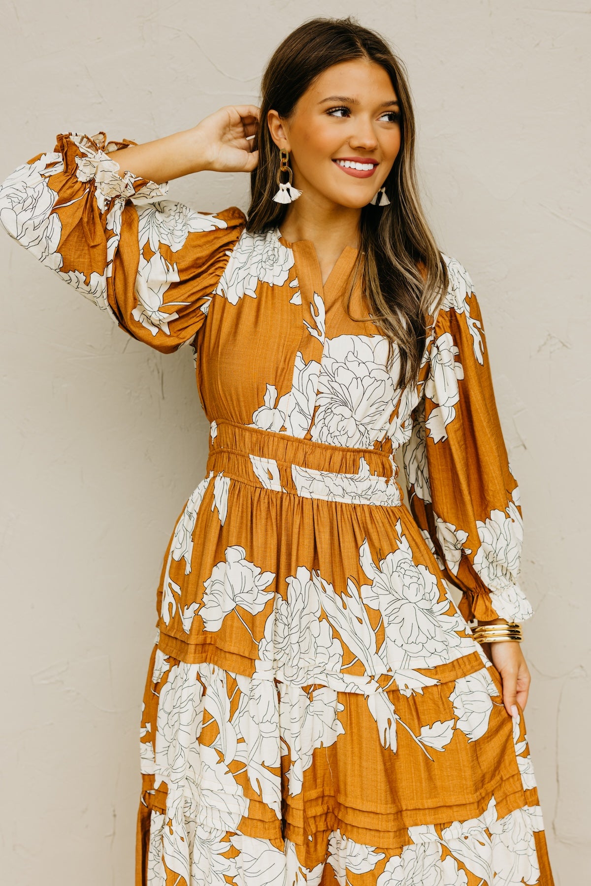 The Alena Floral Tiered Midi Dress