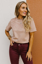The Quinlan Faux Suede Jewel Top