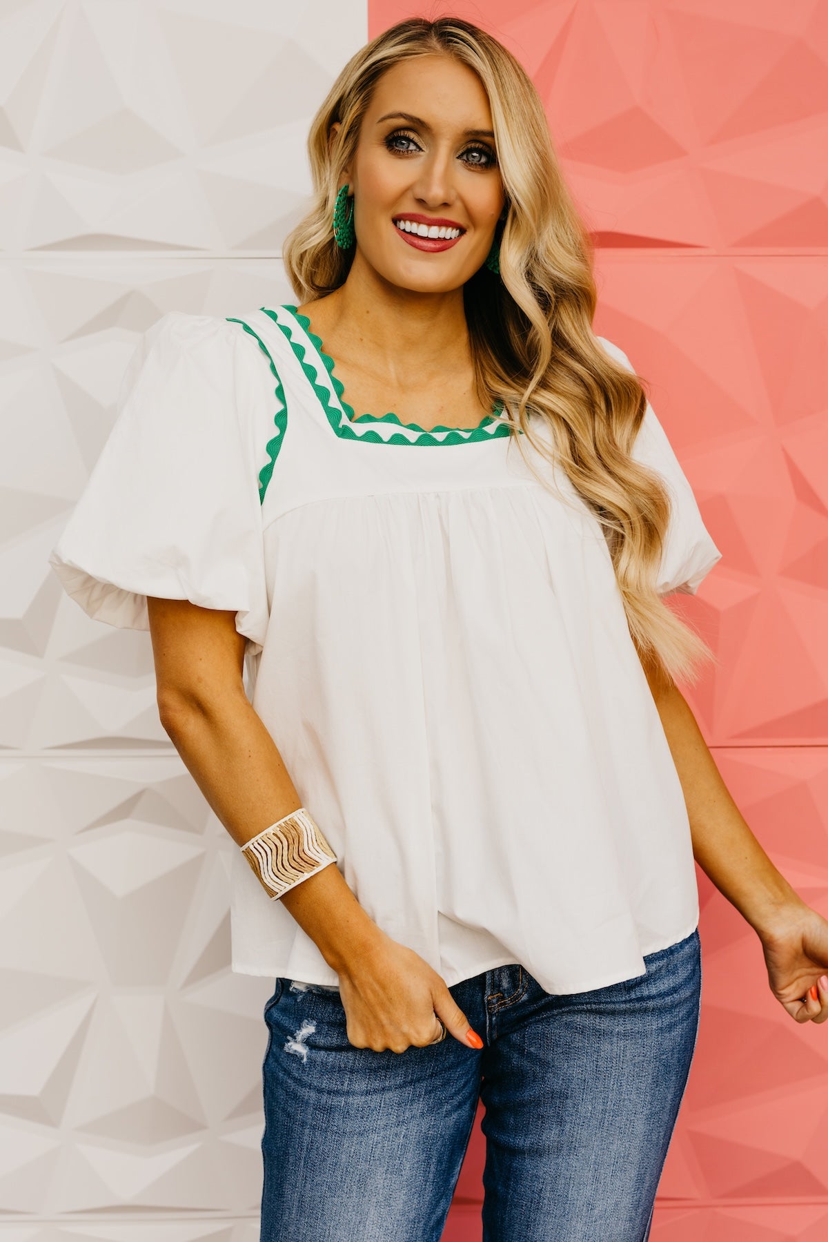 The Gretta Puff Sleeve Babydoll Tie Back Top